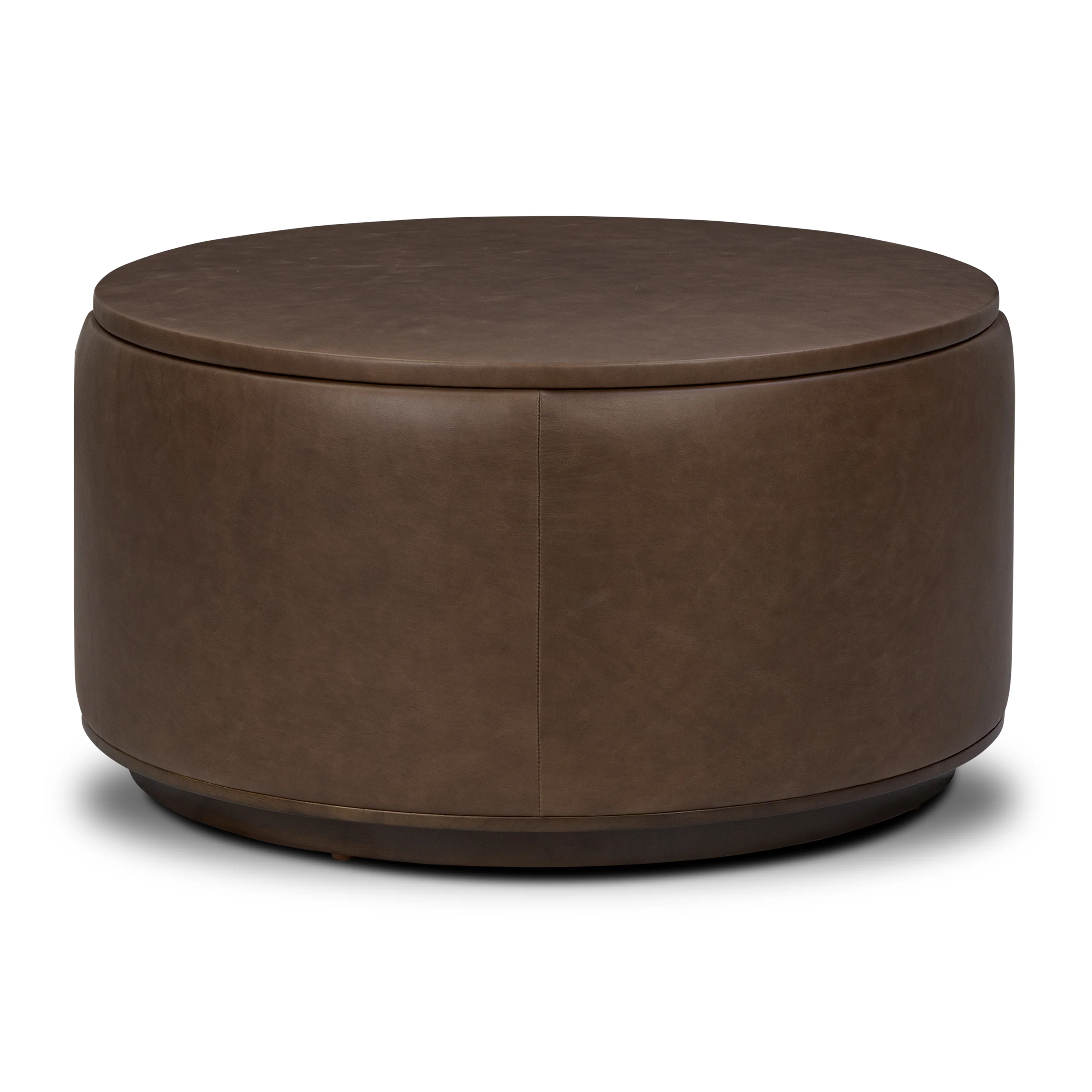 Herve Leather Storage Ottoman | Cocoa Brown - Image 3