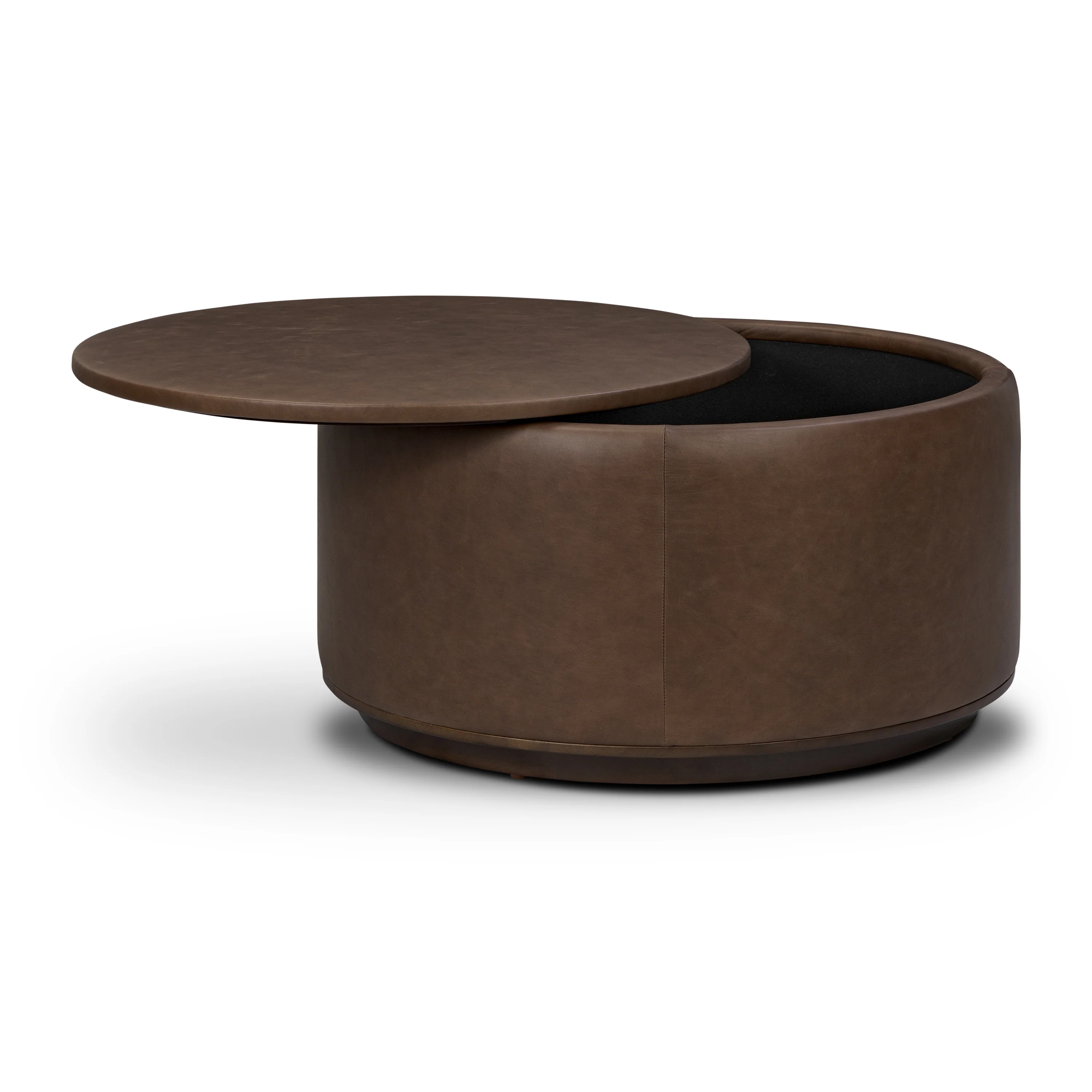 Herve Leather Storage Ottoman | Cocoa Brown - Image 4