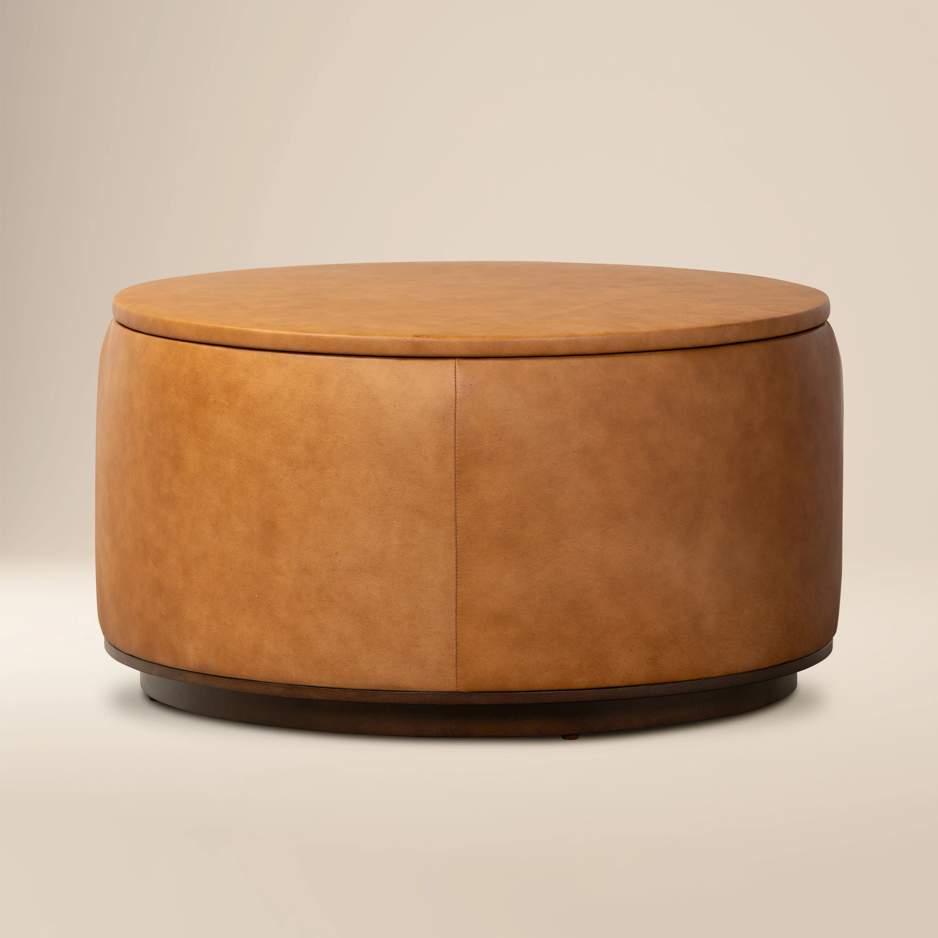 Herve Leather Storage Ottoman | Cognac Tan
