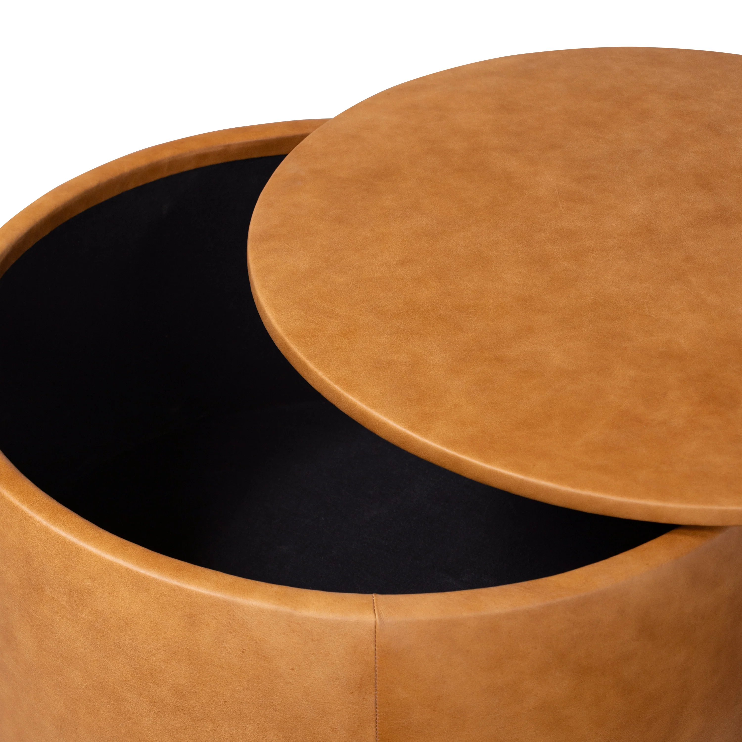Herve Leather Storage Ottoman | Cognac Tan - Image 10