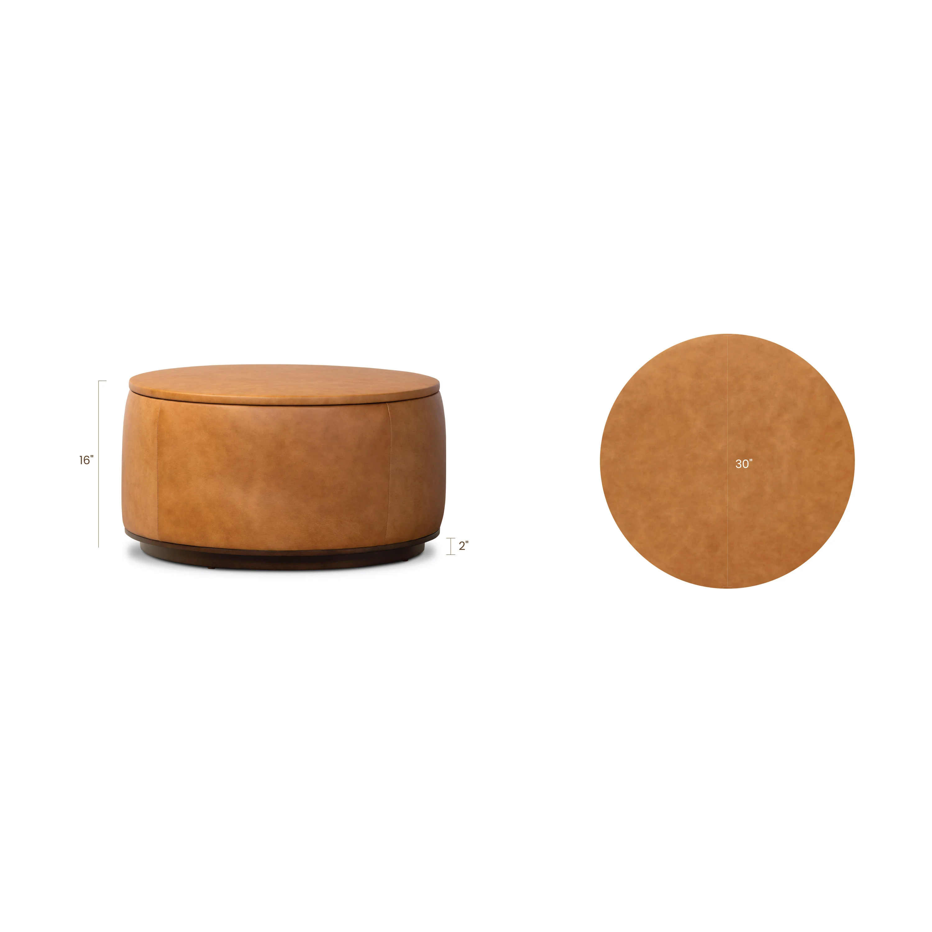 Herve Leather Storage Ottoman | Cognac Tan - Image 13