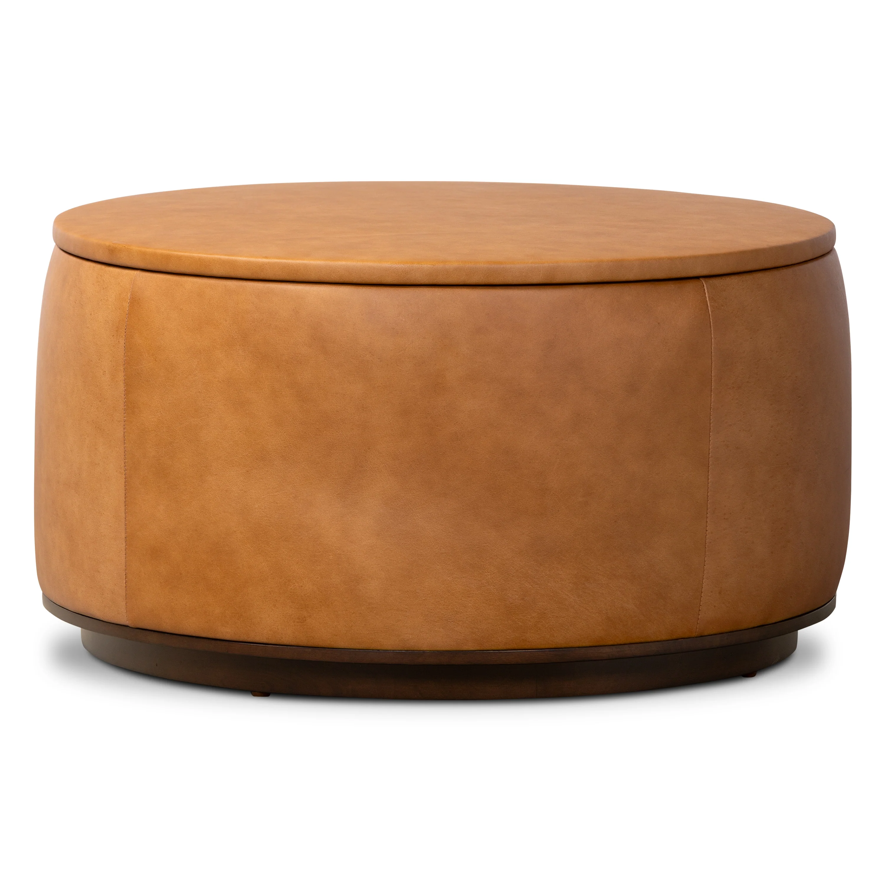 Herve Leather Storage Ottoman | Cognac Tan - Image 2
