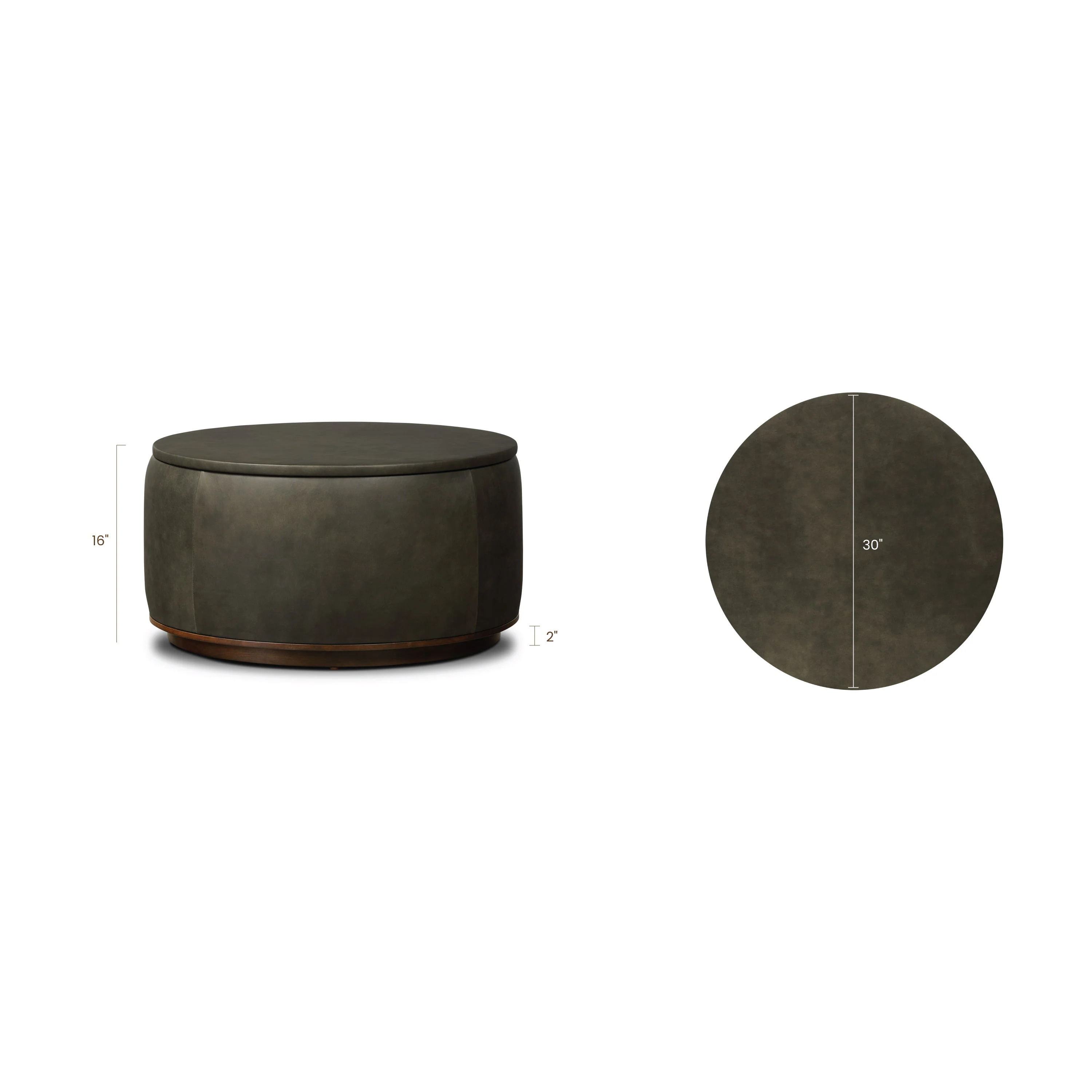 Herve Leather Storage Ottoman | Olivine Green - Image 14