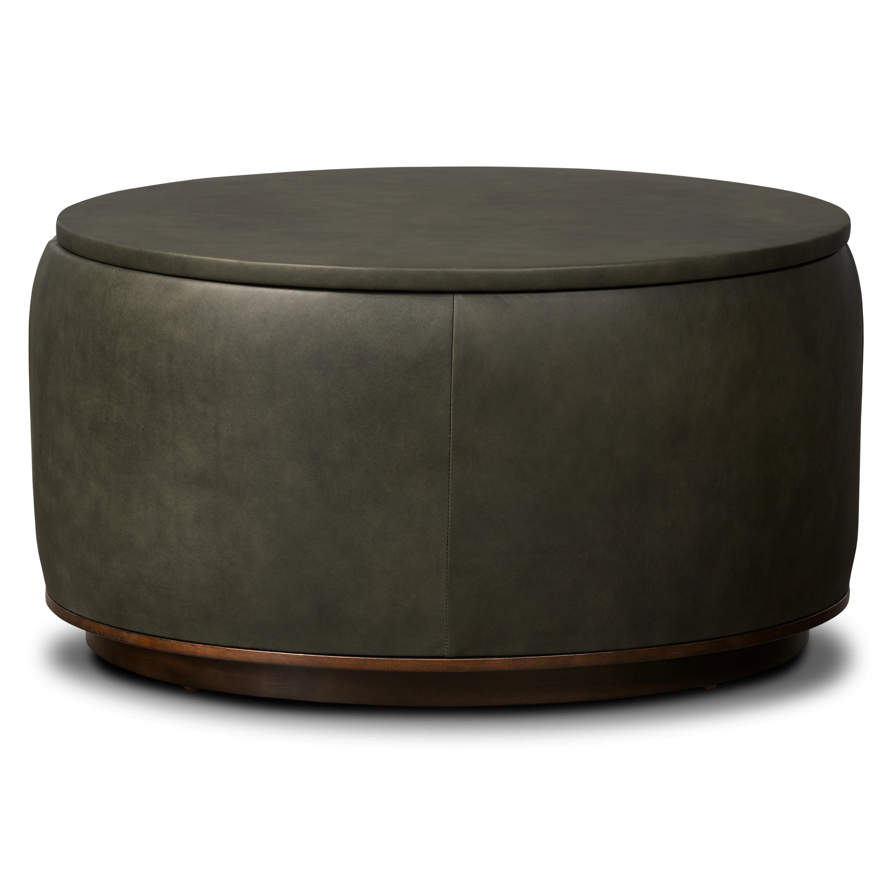 Herve Leather Storage Ottoman | Olivine Green - Image 3