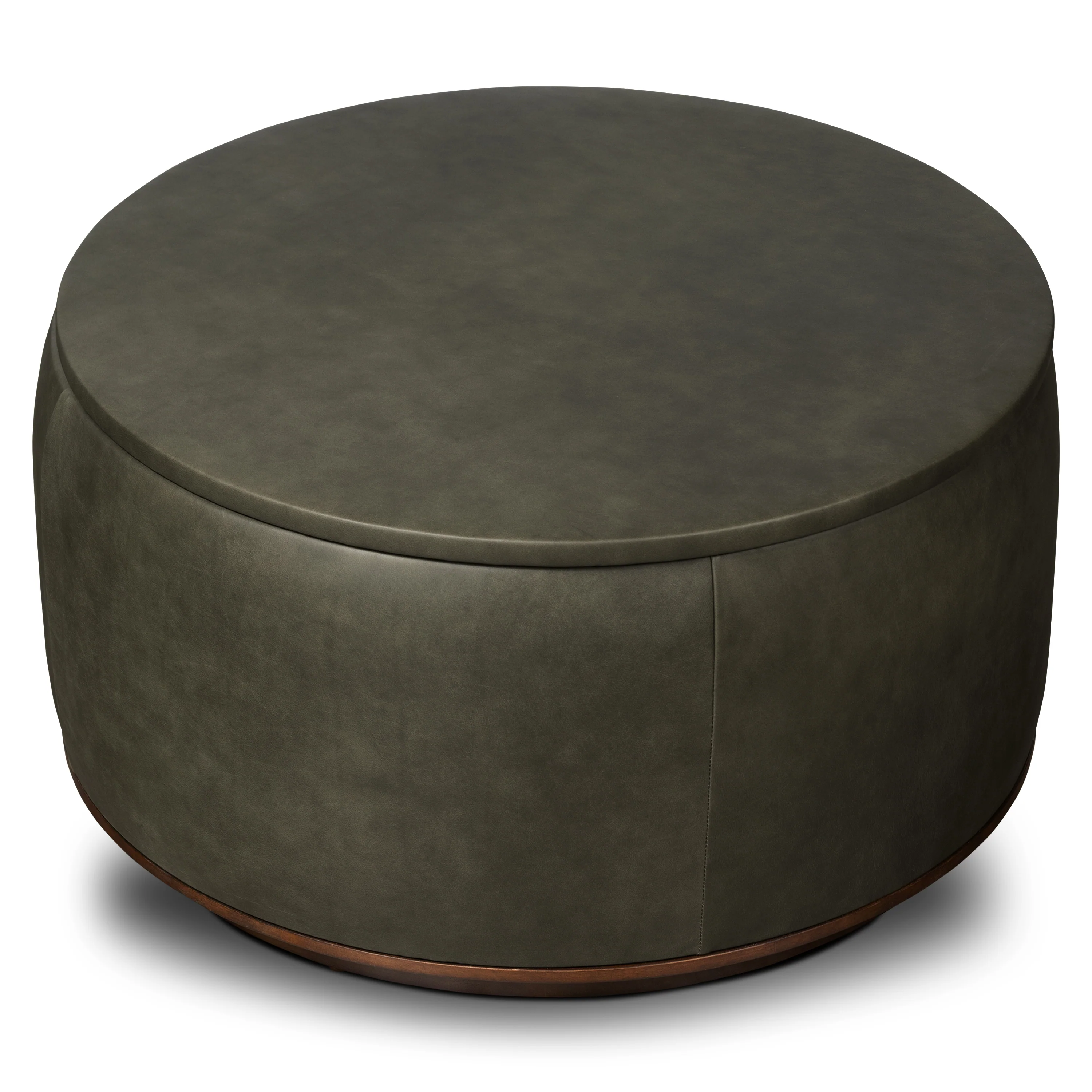 Herve Leather Storage Ottoman | Olivine Green - Image 4