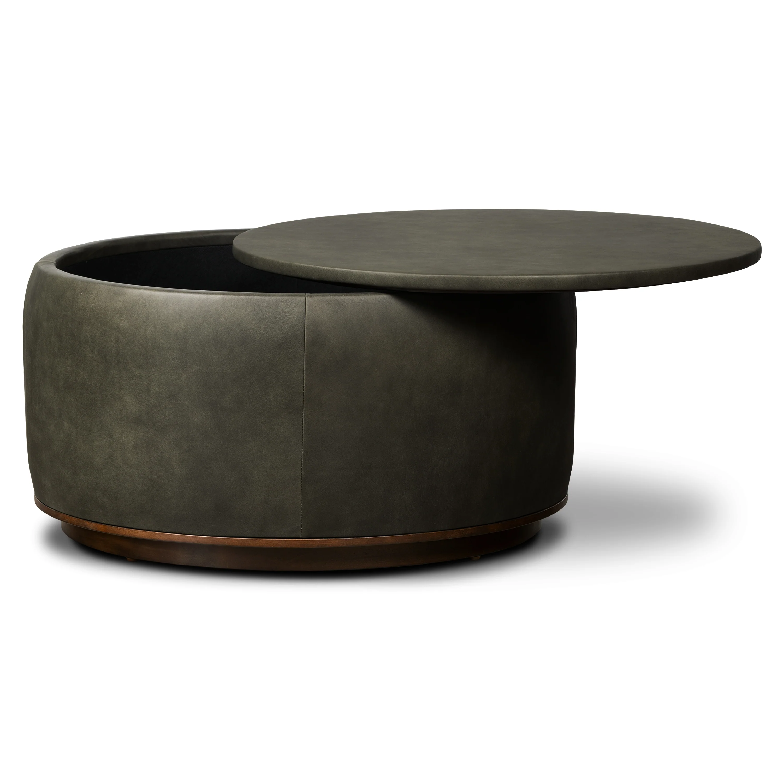 Herve Leather Storage Ottoman | Olivine Green - Image 5