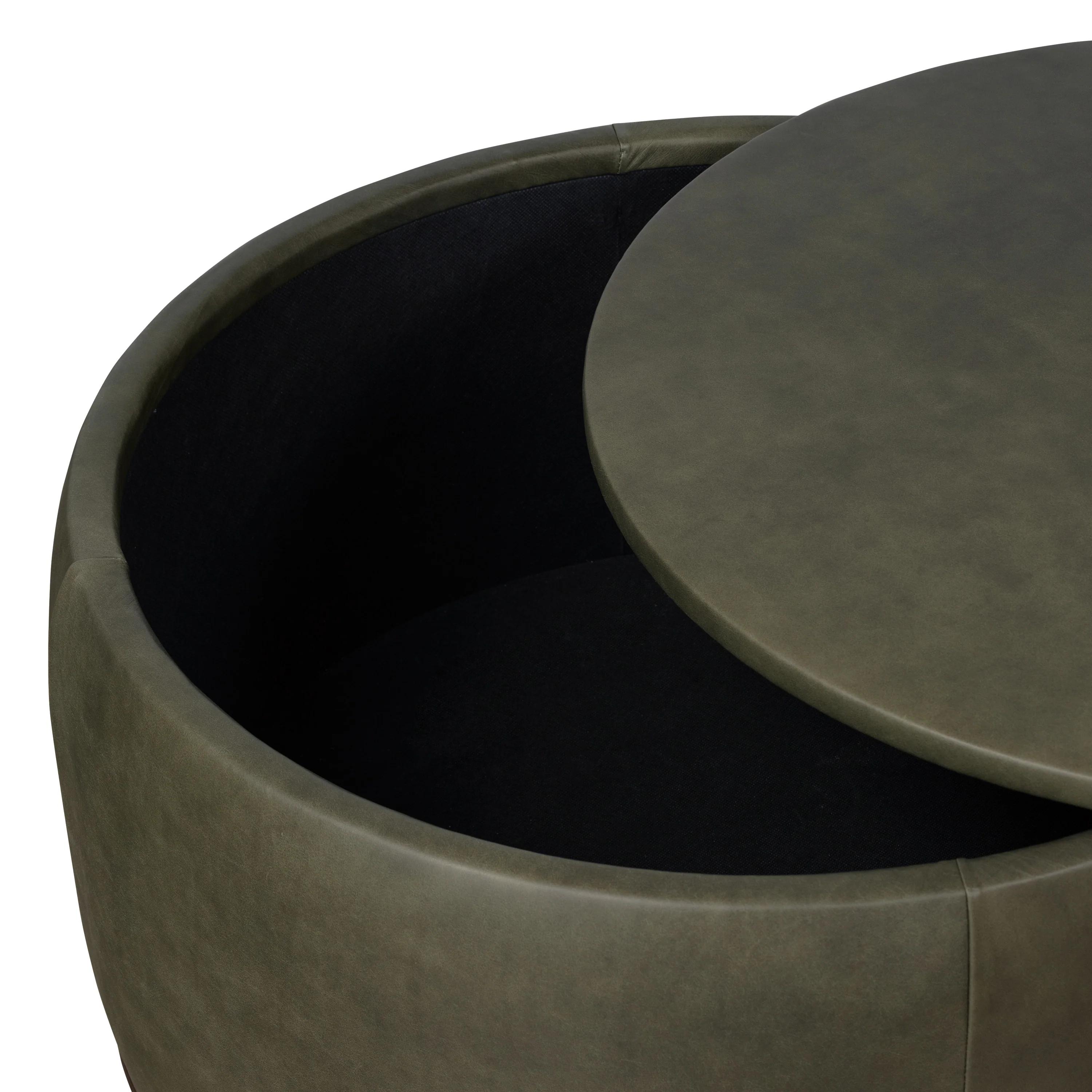 Herve Leather Storage Ottoman | Olivine Green - Image 8