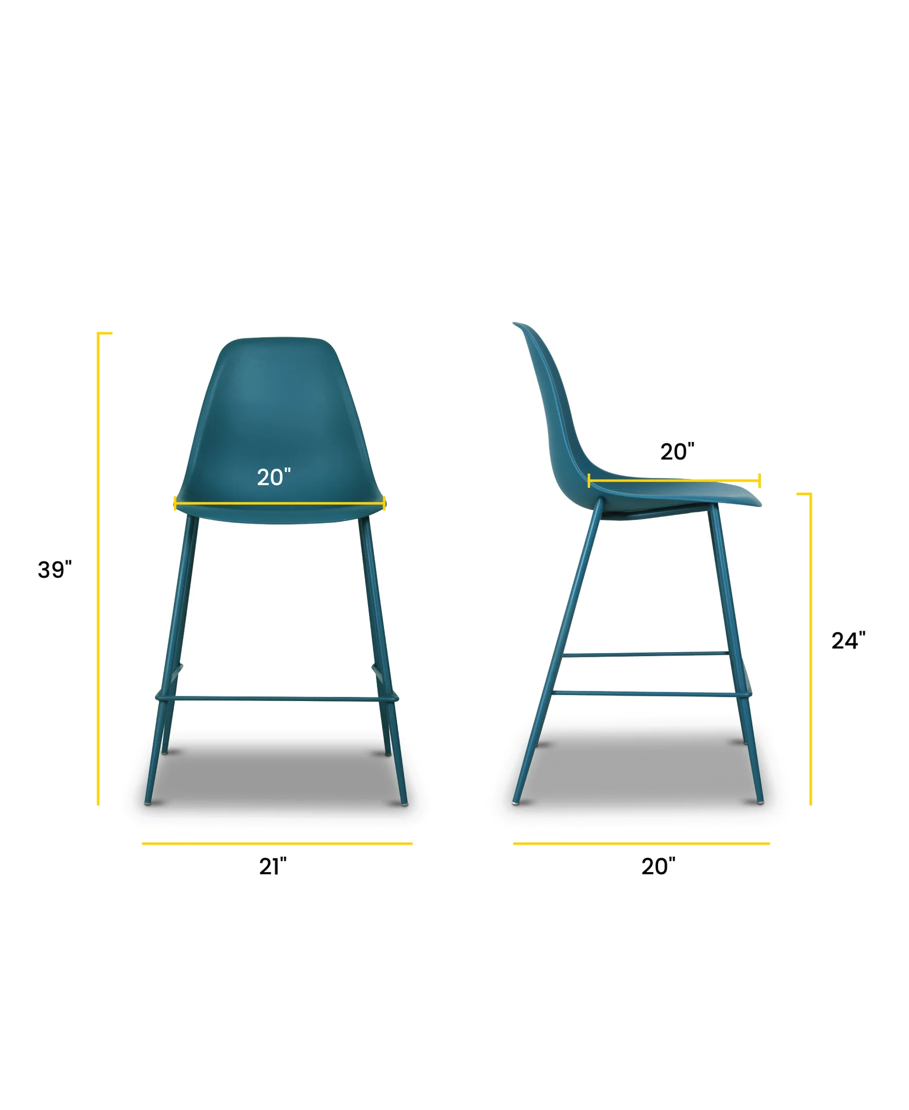 Isla Counter Height Stool | Ocean Teal | Set of 3 - Image 13