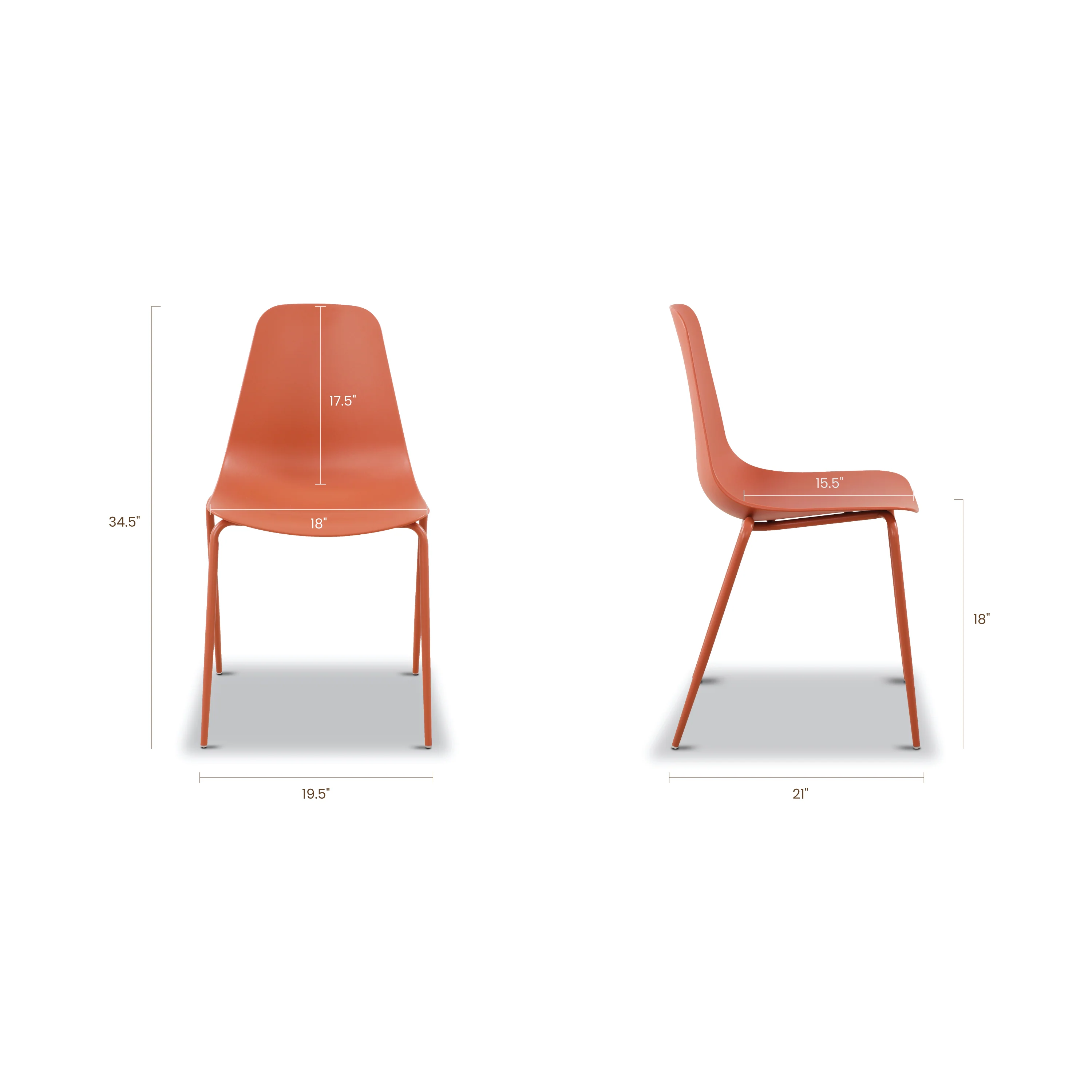Isla Stackable Dining Chair | Coral Red | Set of 4 - Image 13