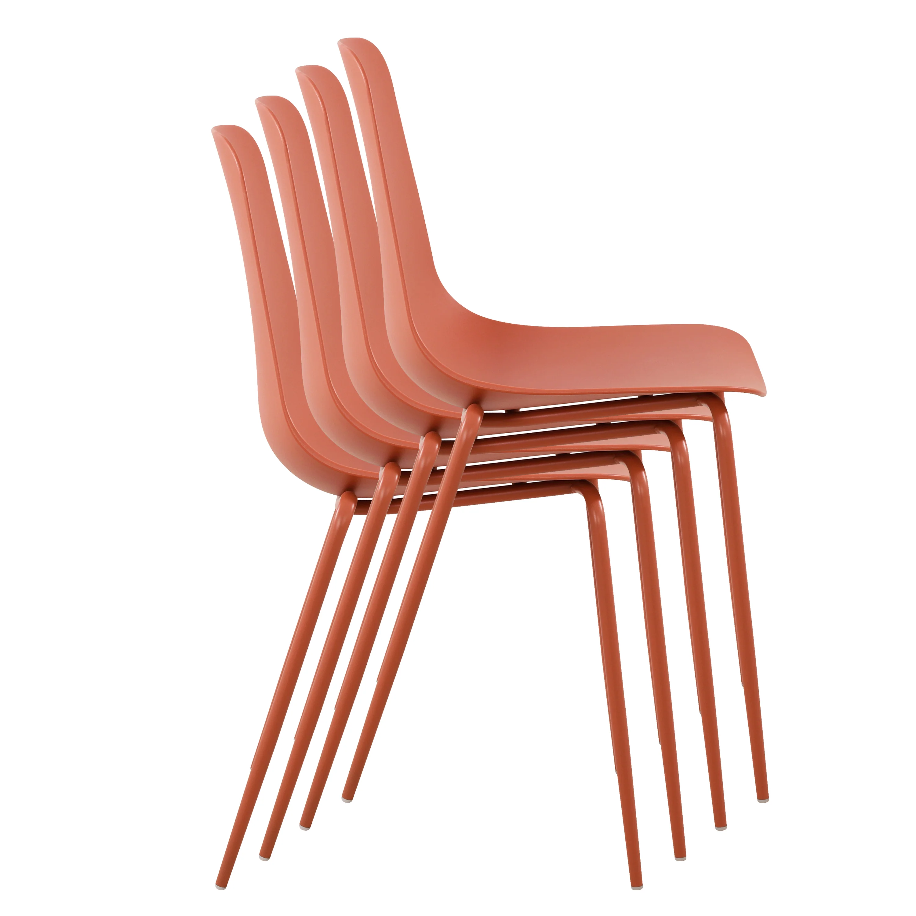 Isla Stackable Dining Chair | Coral Red | Set of 4 - Image 3
