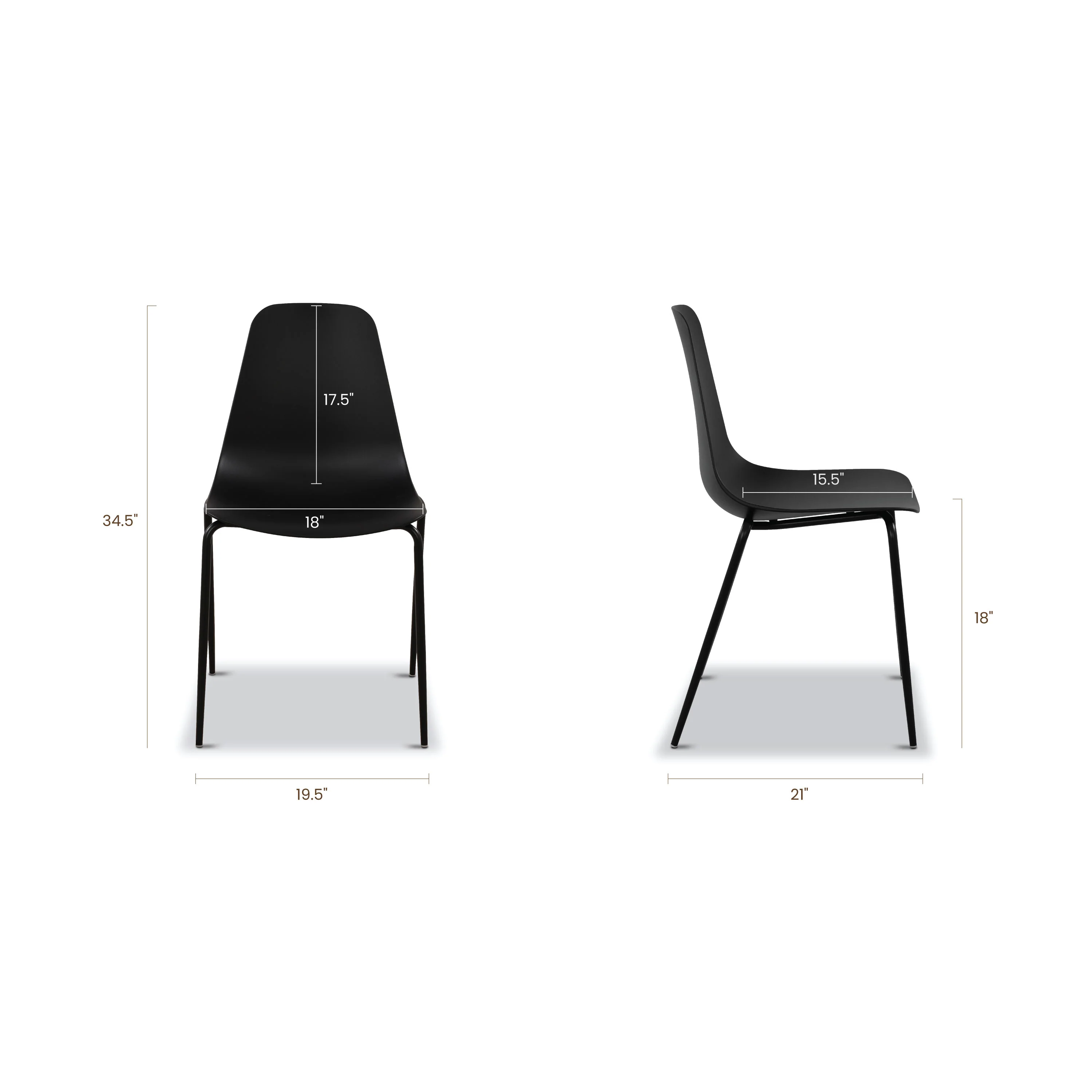 Isla Stackable Dining Chair | Ebony Black | Set of 4 - Image 13