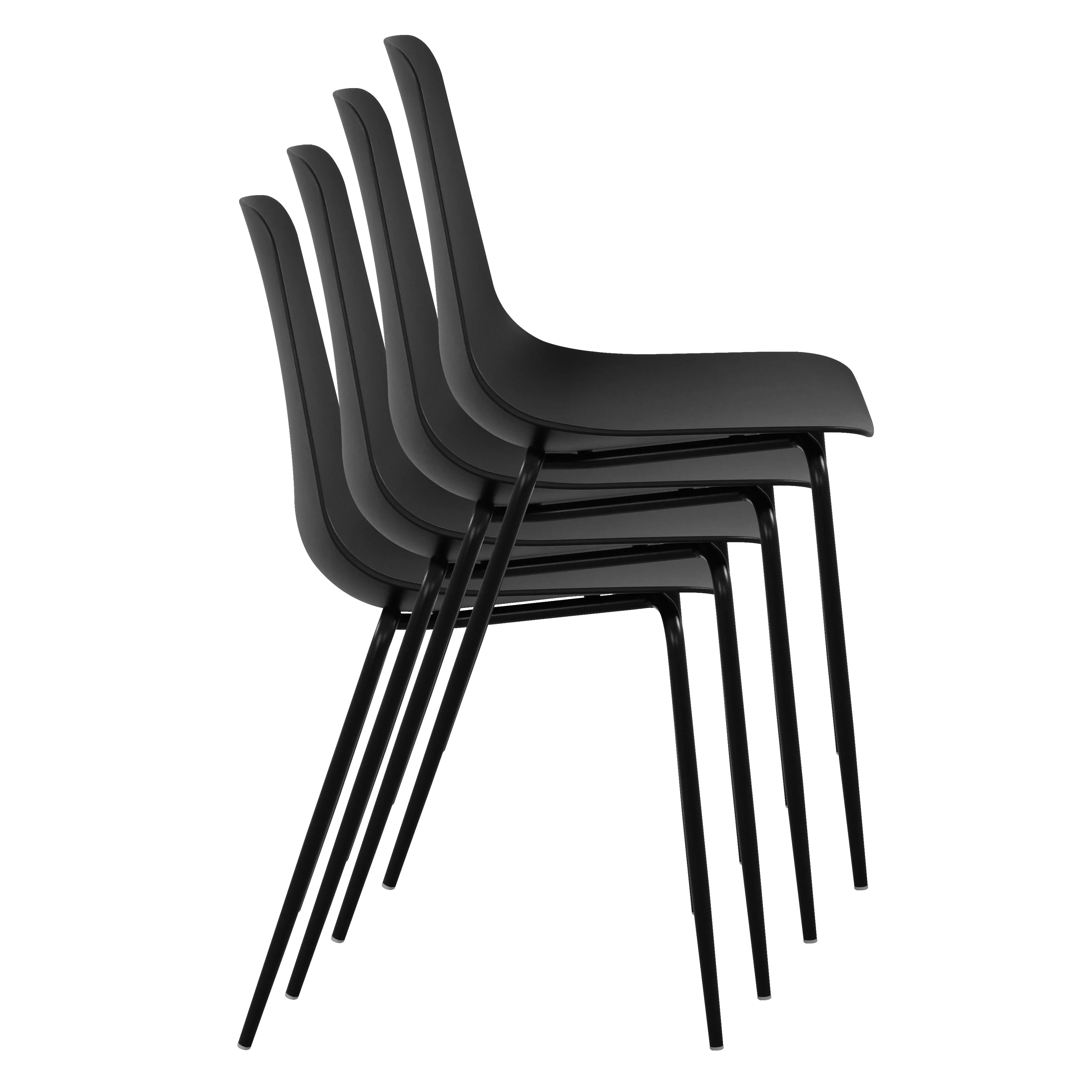 Isla Stackable Dining Chair | Ebony Black | Set of 4 - Image 3