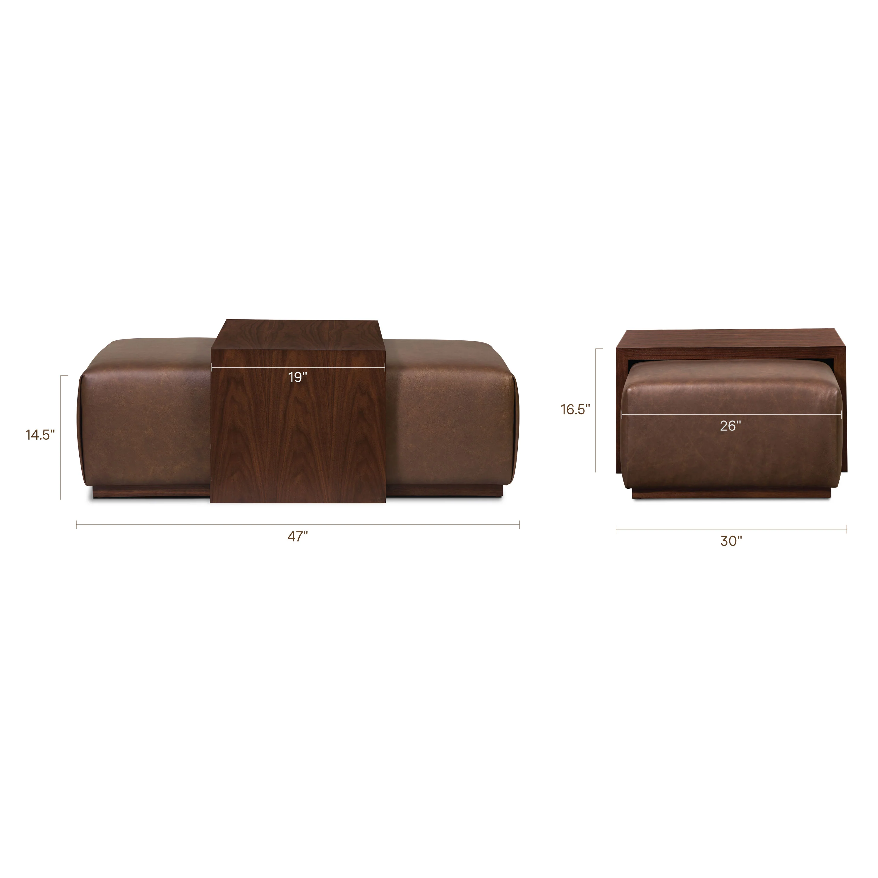 Jarmo Leather Ottoman with Walnut Table | Bridle Brown - Image 17