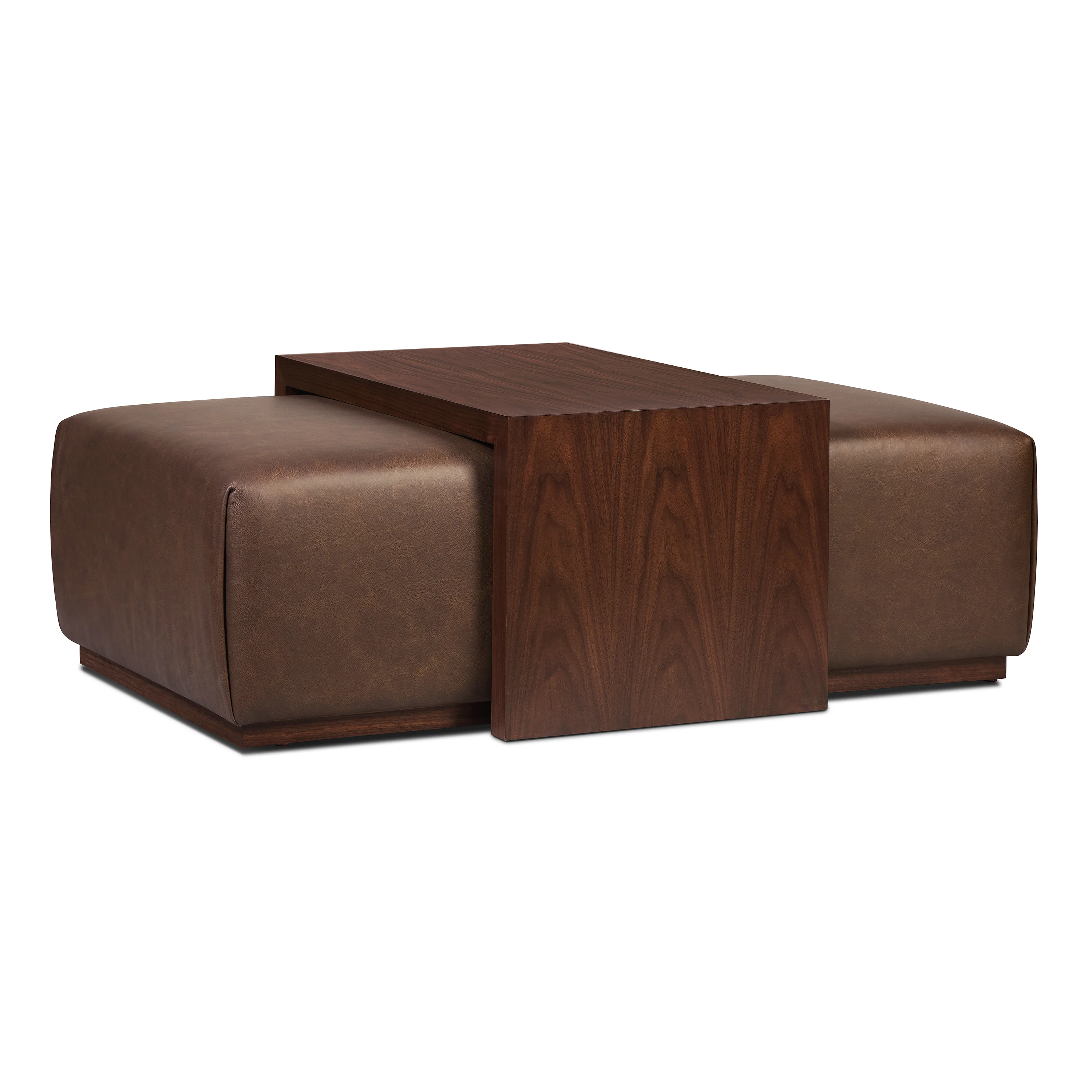 Jarmo Leather Ottoman with Walnut Table | Bridle Brown - Image 3