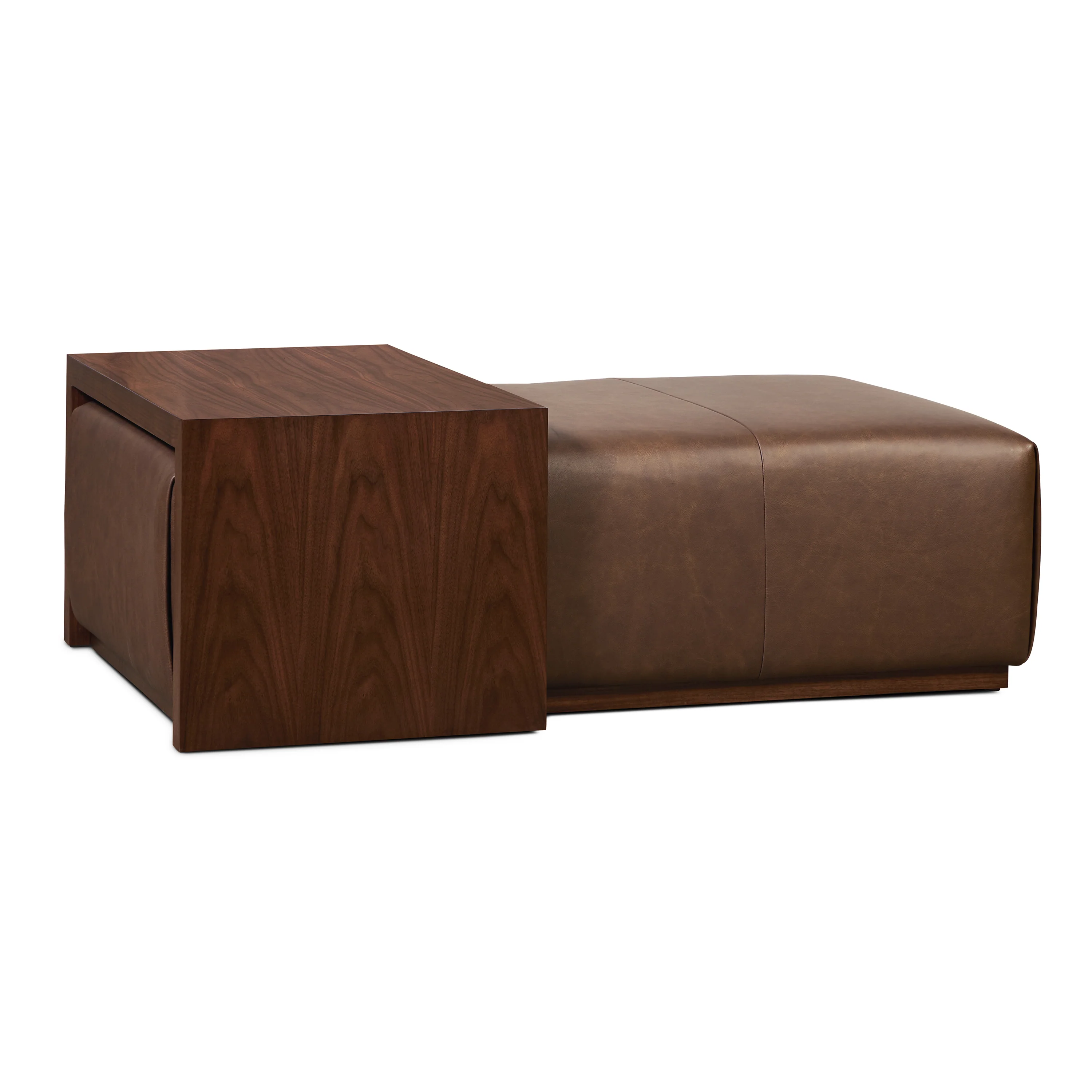 Jarmo Leather Ottoman with Walnut Table | Bridle Brown - Image 4