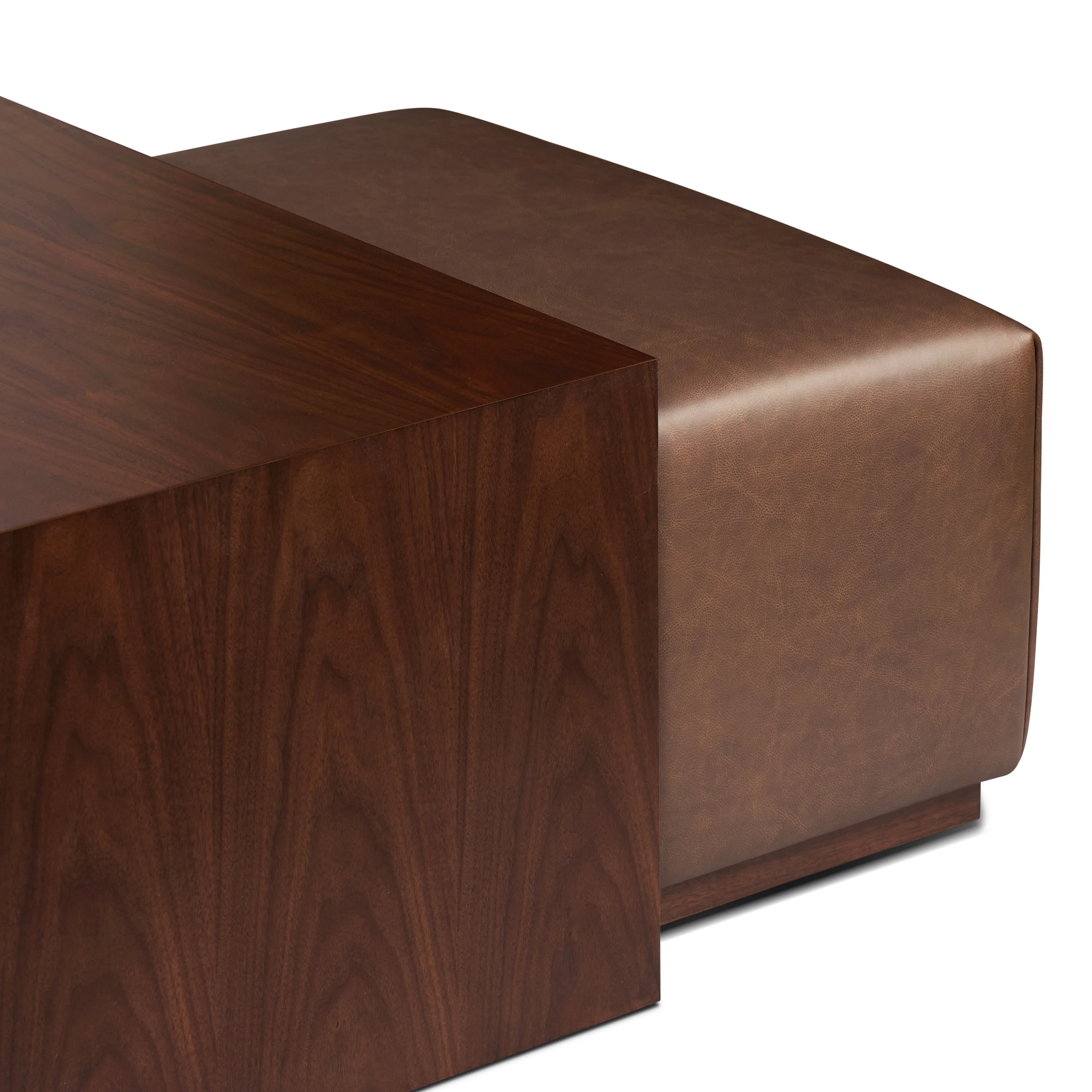 Jarmo Leather Ottoman with Walnut Table | Bridle Brown - Image 9