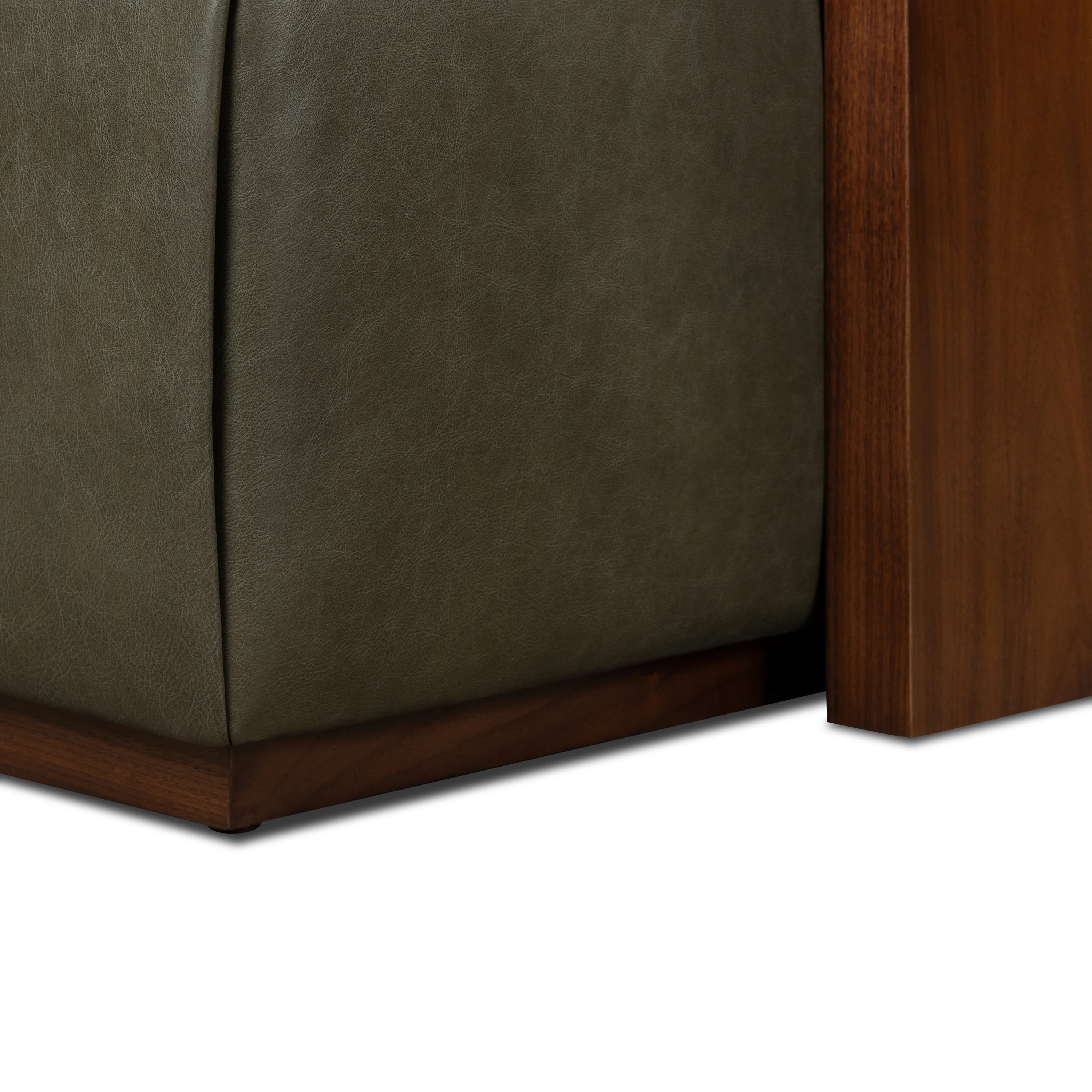 Jarmo Leather Ottoman with Walnut Table | Olivine Green - Image 11