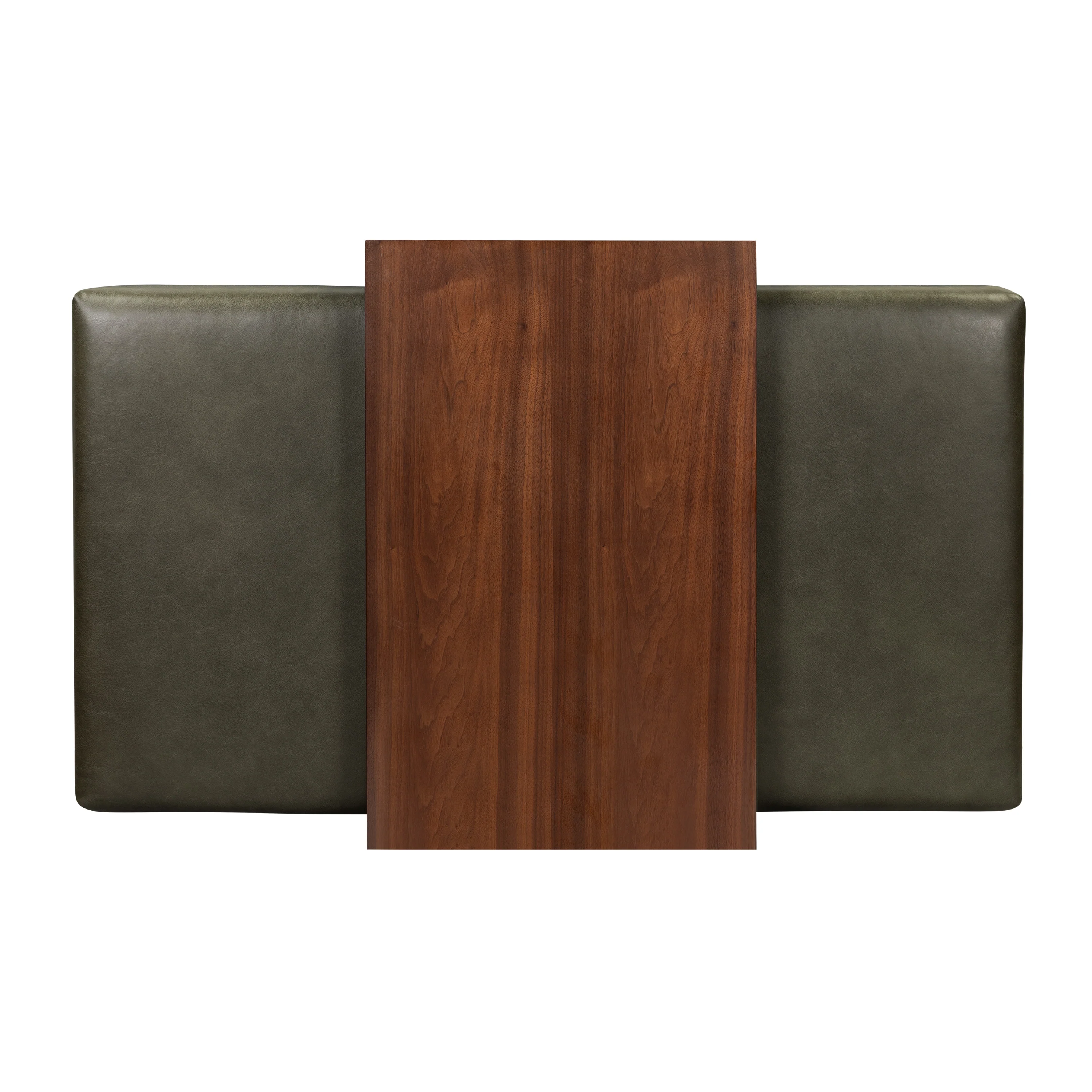 Jarmo Leather Ottoman with Walnut Table | Olivine Green - Image 7