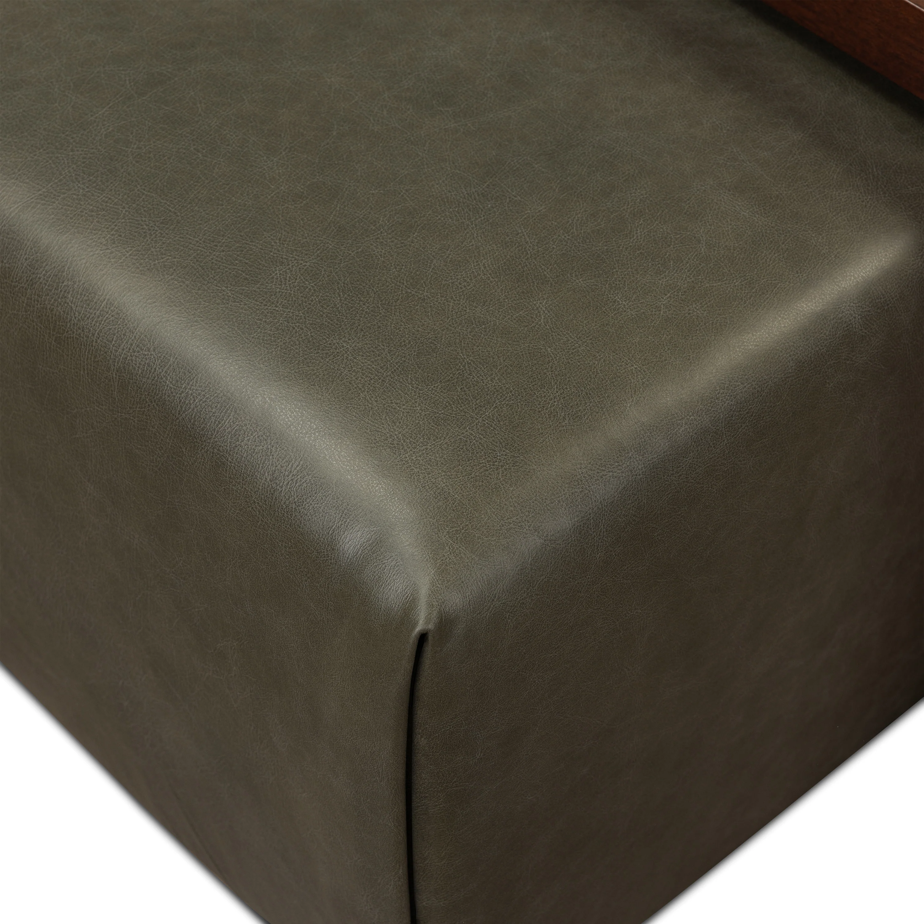 Jarmo Leather Ottoman with Walnut Table | Olivine Green - Image 8