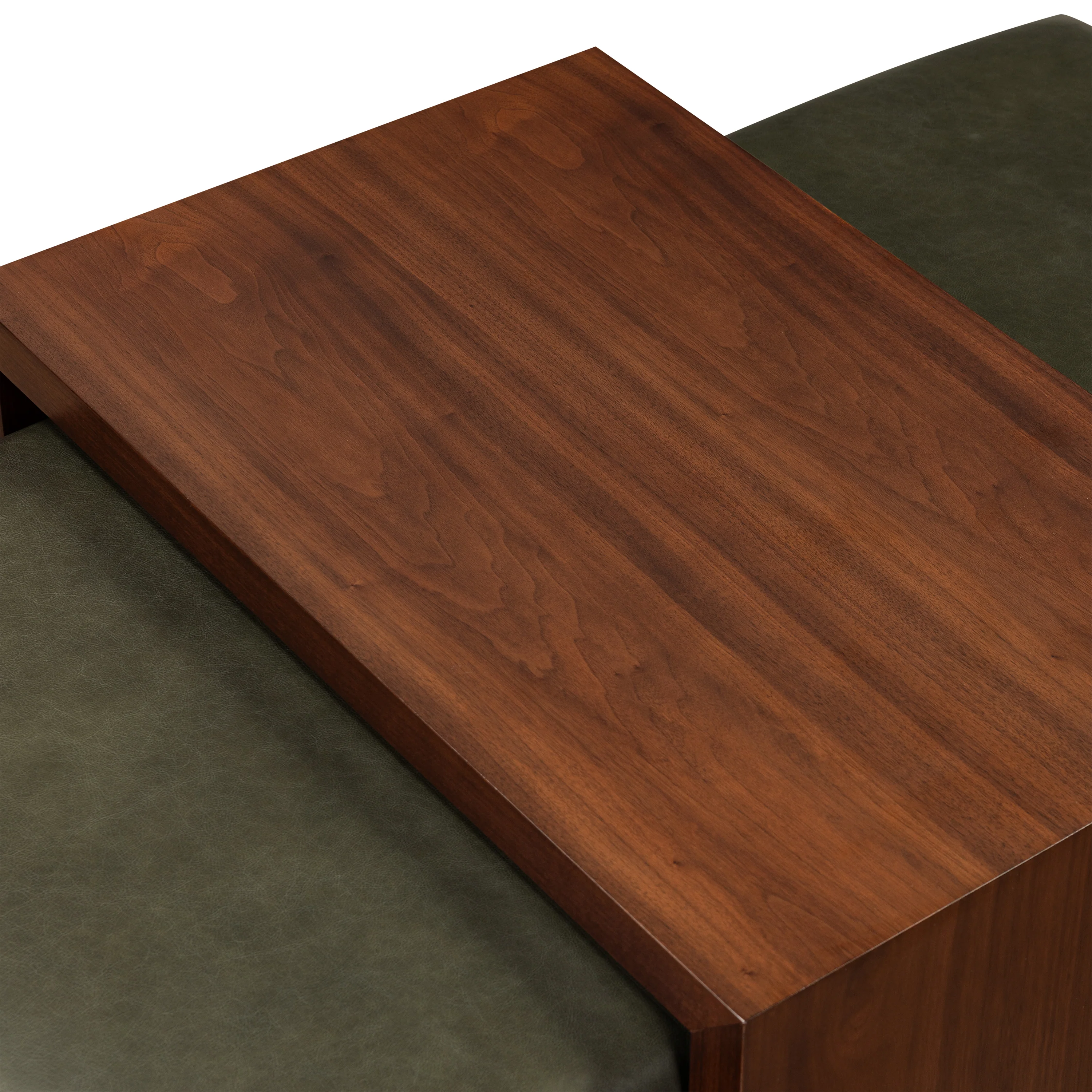 Jarmo Leather Ottoman with Walnut Table | Olivine Green - Image 9