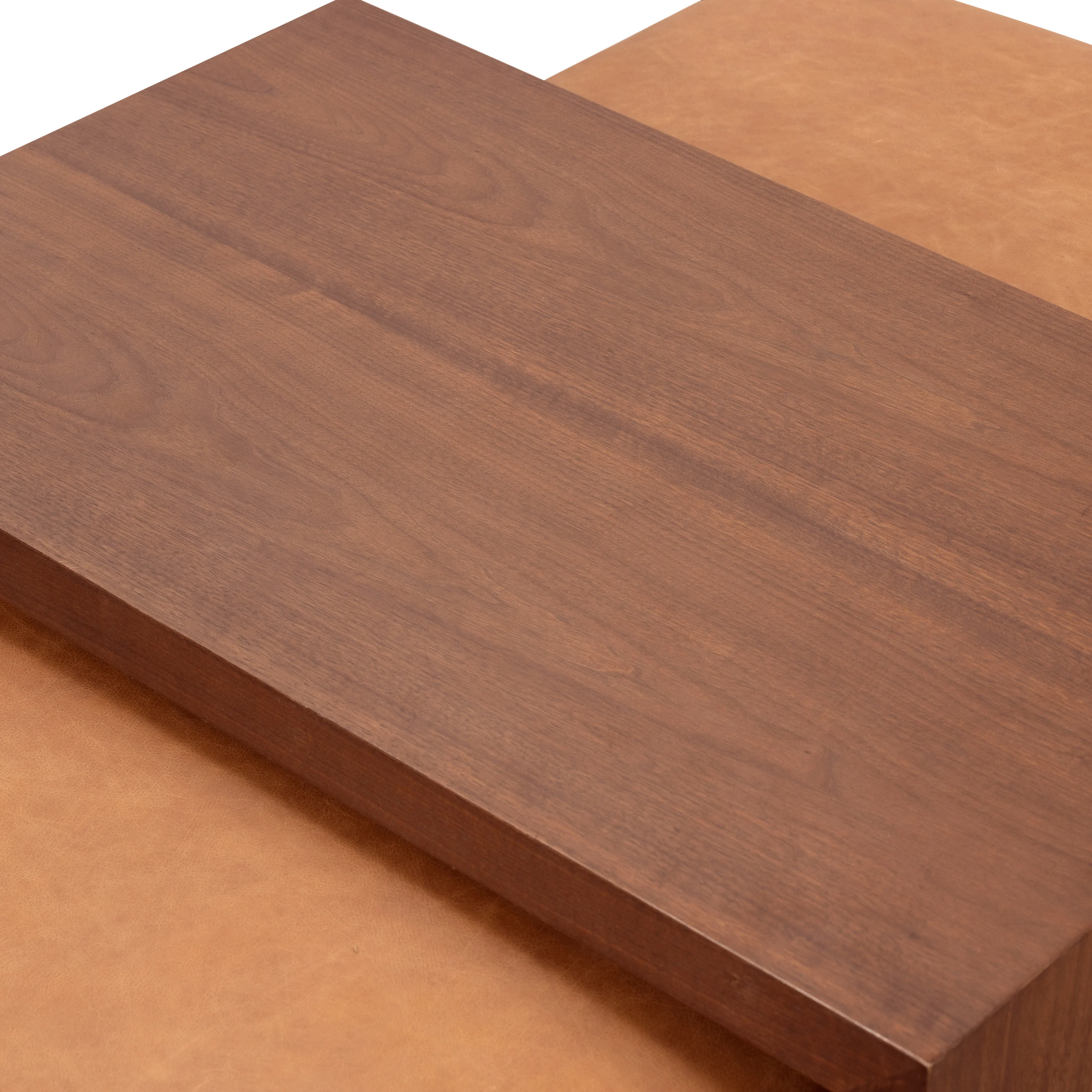 Jarmo Leather Ottoman with Walnut Table | Saddle Tan - Image 10