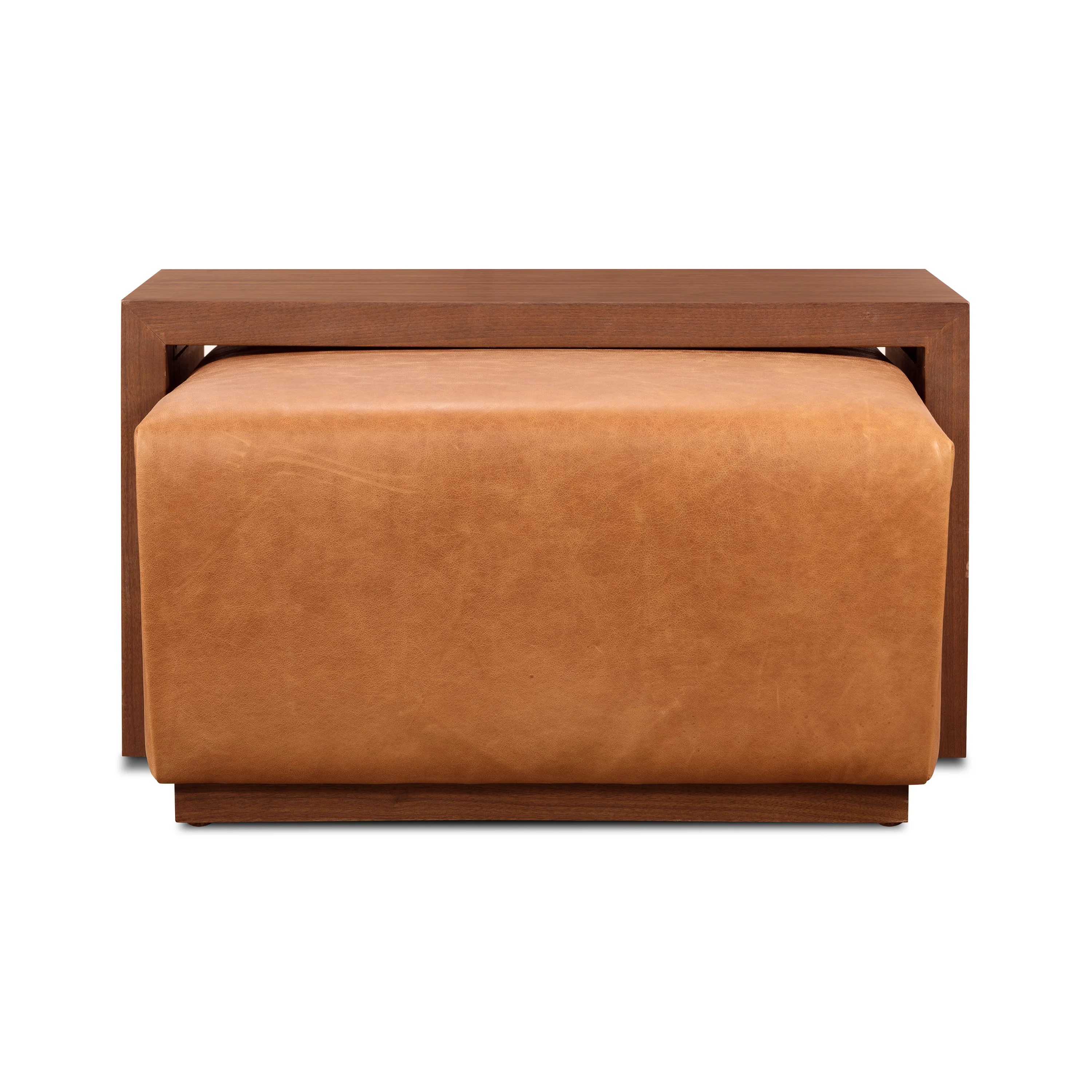 Jarmo Leather Ottoman with Walnut Table | Saddle Tan - Image 6