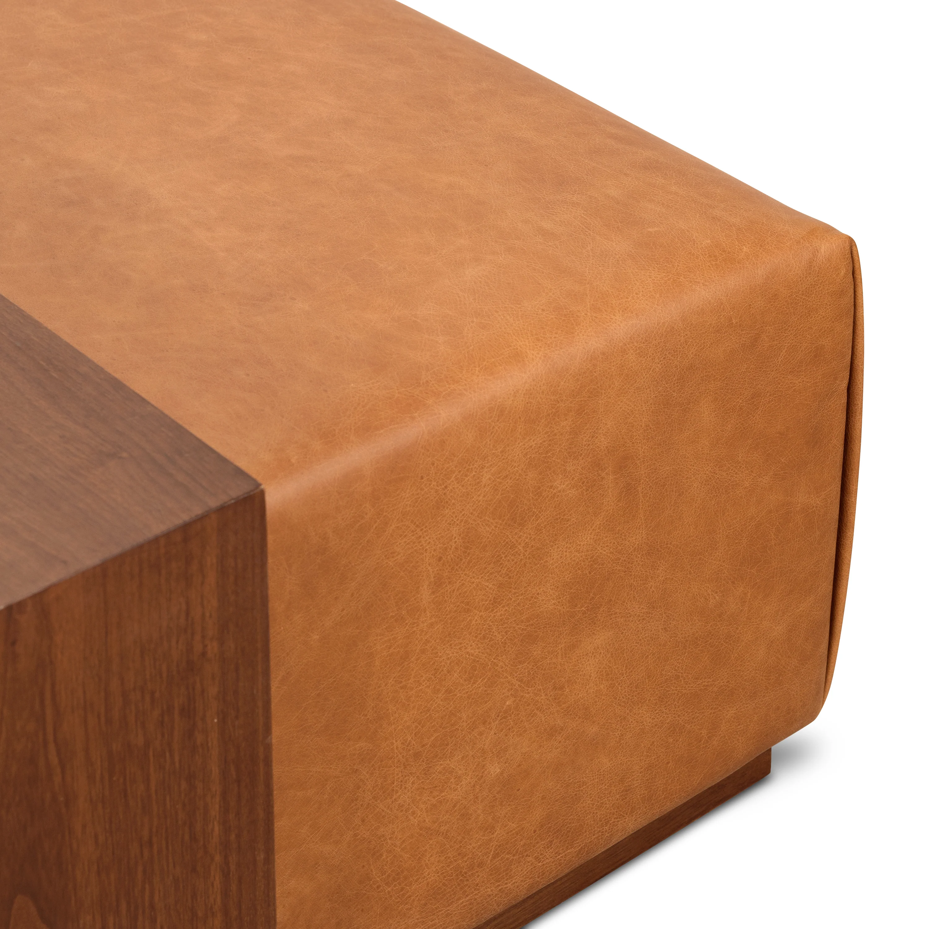 Jarmo Leather Ottoman with Walnut Table | Saddle Tan - Image 9