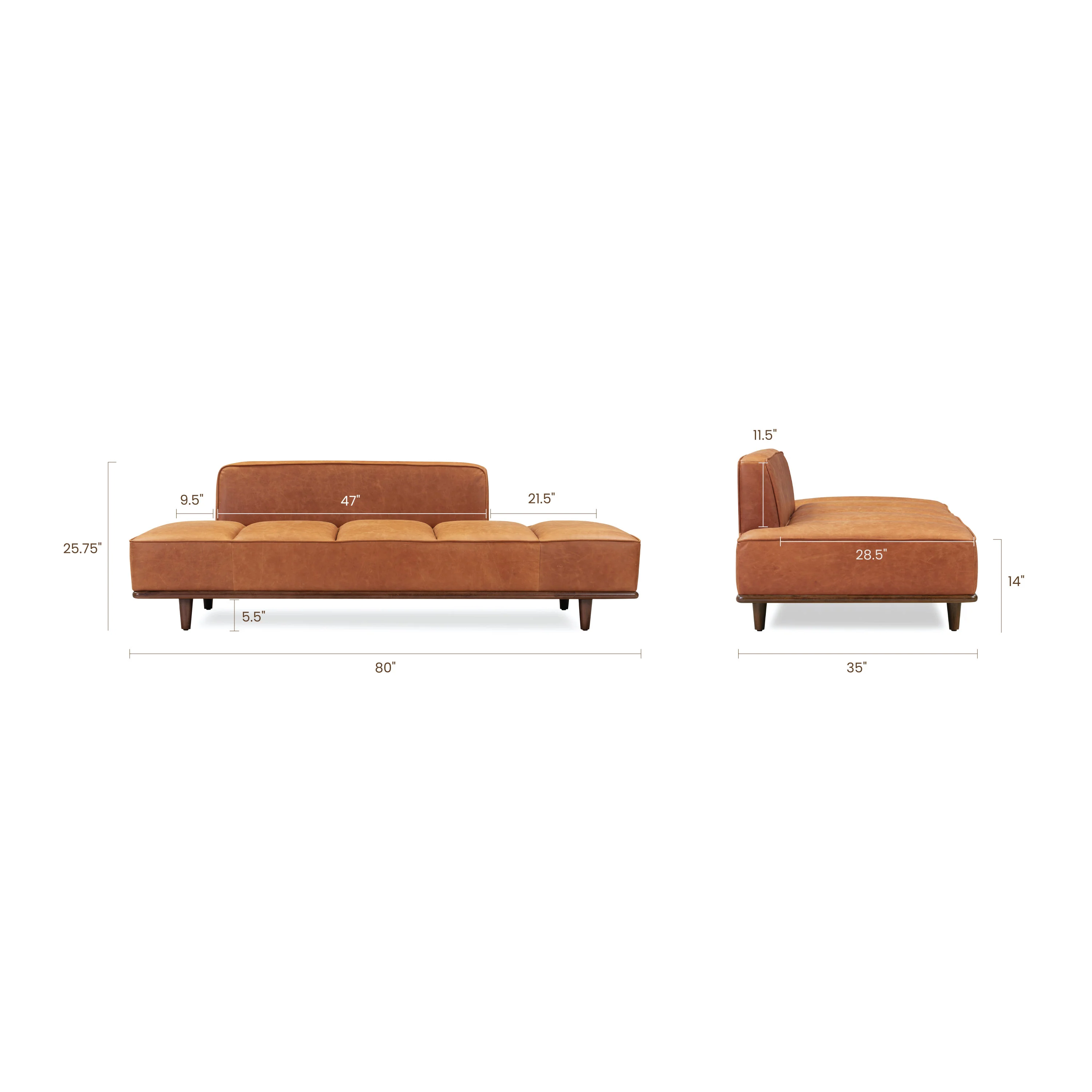 Jasper Leather Daybed | Cognac Tan - Image 15
