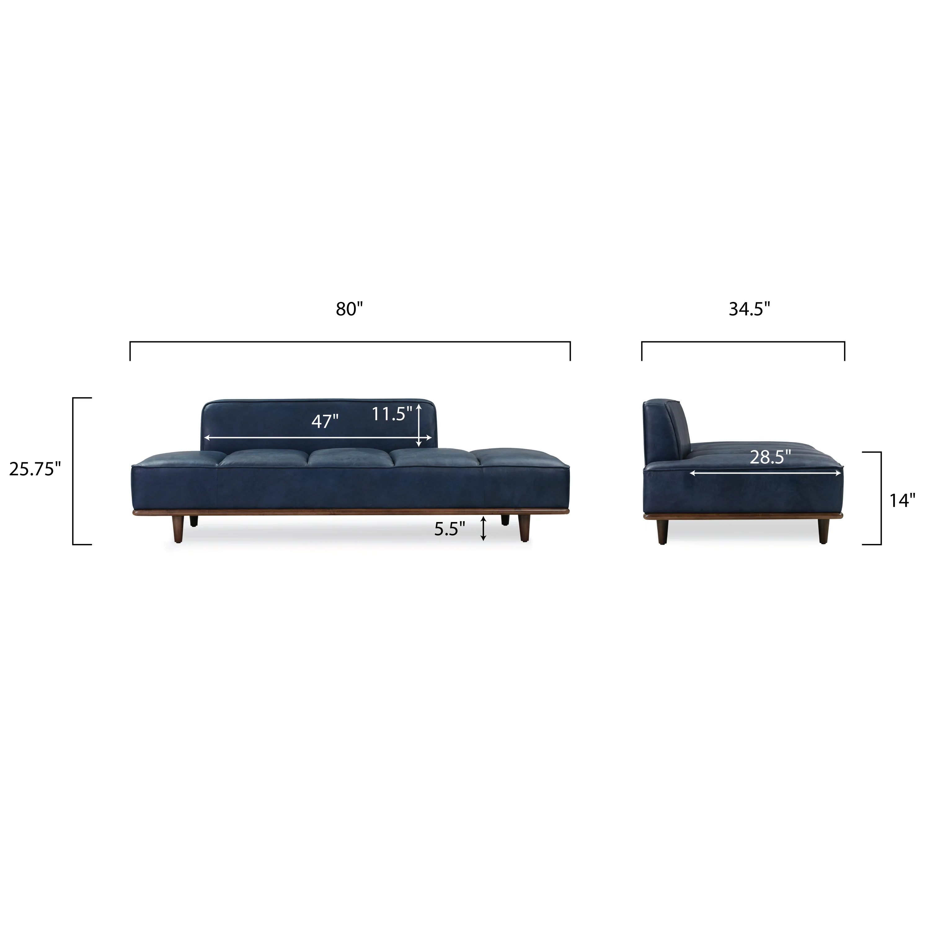 Jasper Leather Daybed | Midnight Blue - Image 16