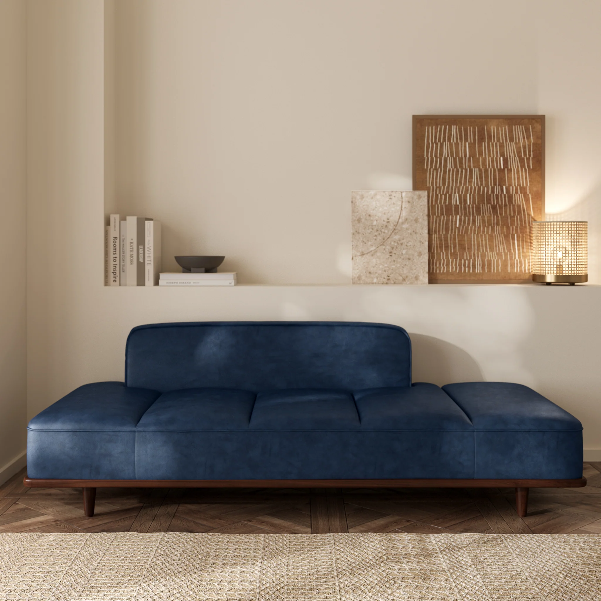 Jasper Leather Daybed | Midnight Blue - Image 2
