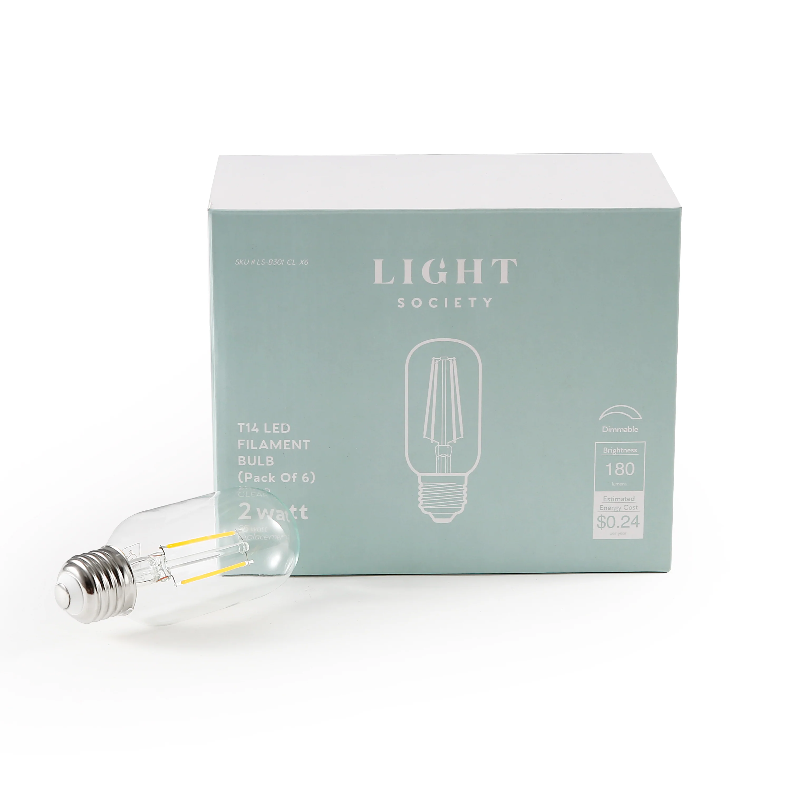 Kashan T14 Clear LED Filament Light Bulb | Clear | Set of 6 - Image 12