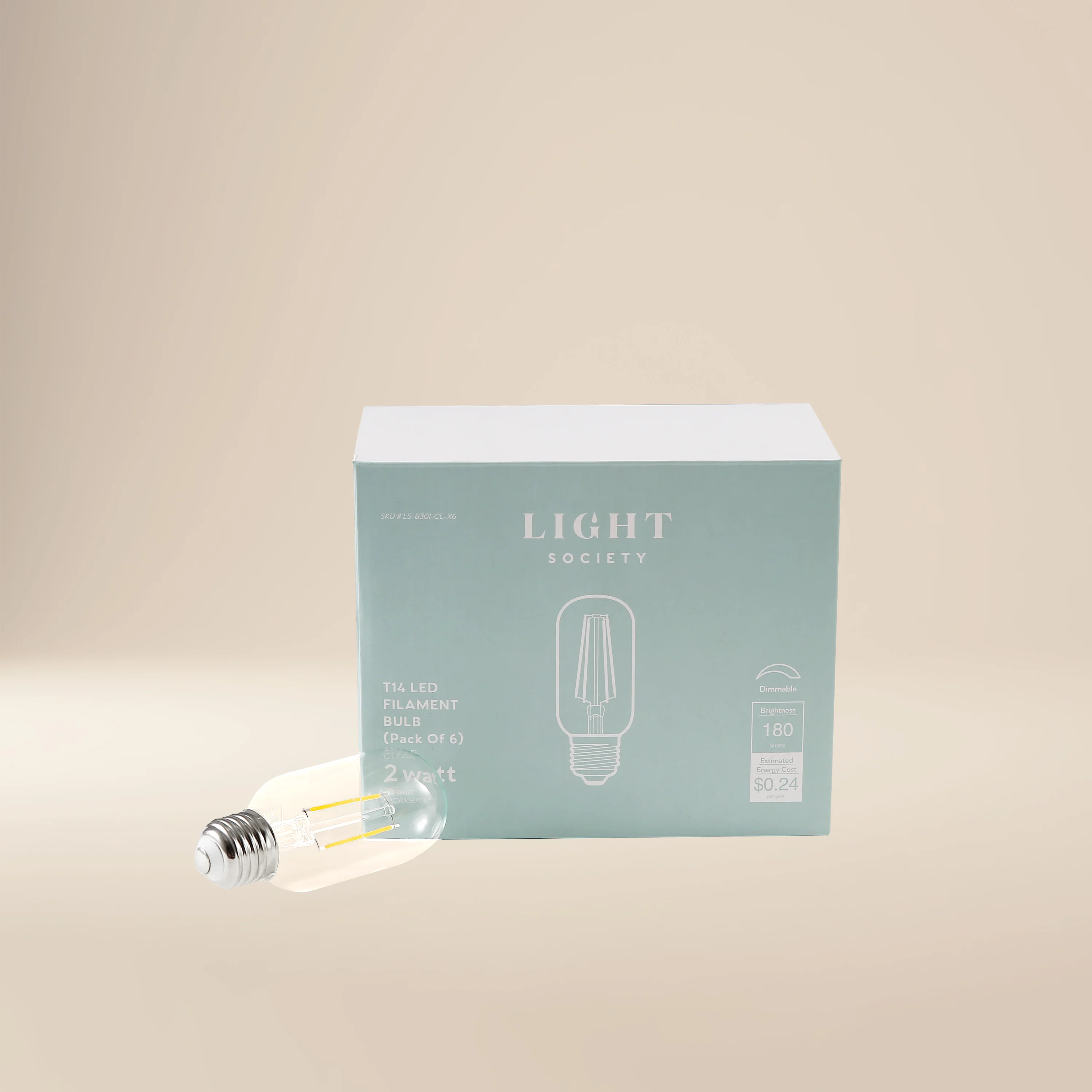 Kashan T14 Clear LED Filament Light Bulb | Clear | Set of 6 - Image 3