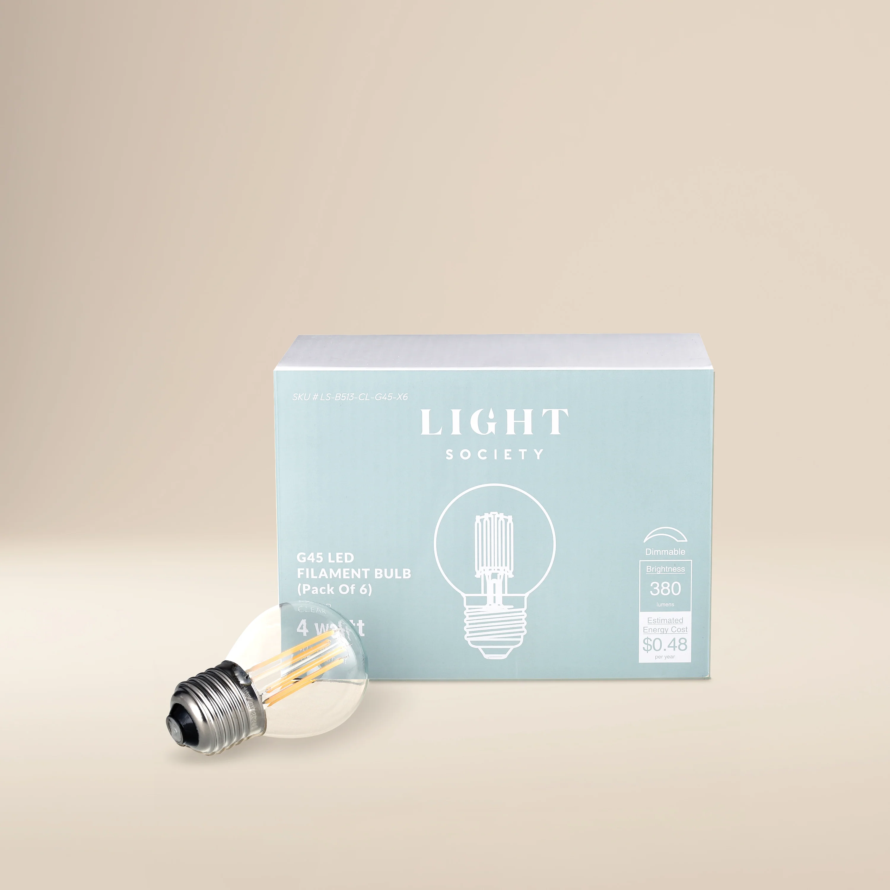 Klur G45 Shape LED Filament Light Bulb | Clear | Set of 6 - Image 3