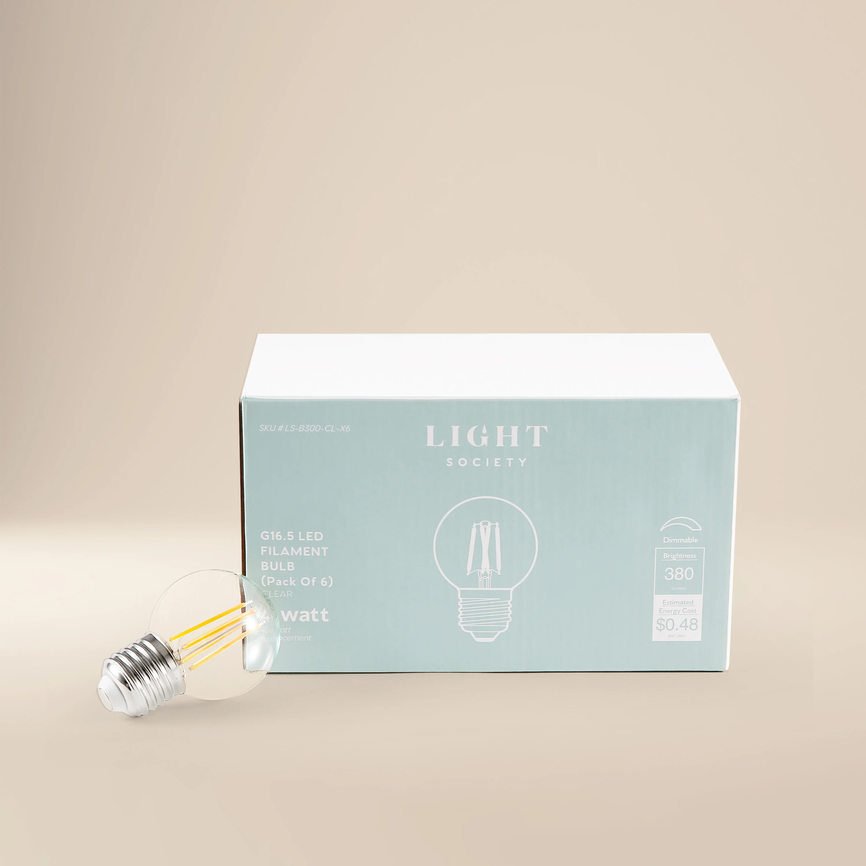 Koby G16.5 Clear LED Filament Light Bulb | Clear | Set of 6 - Image 3
