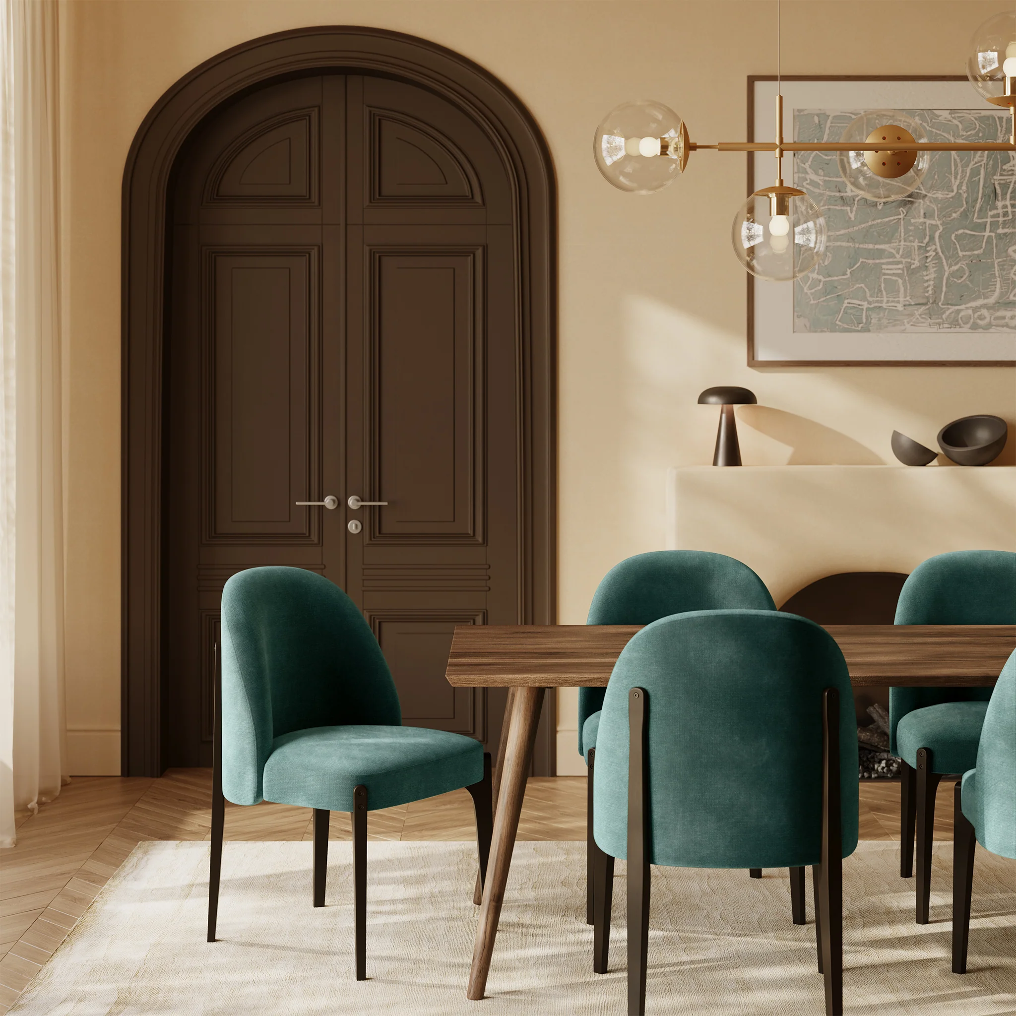 Pietta Dining Chair | Heathered Teal | Set of 2 - Image 3