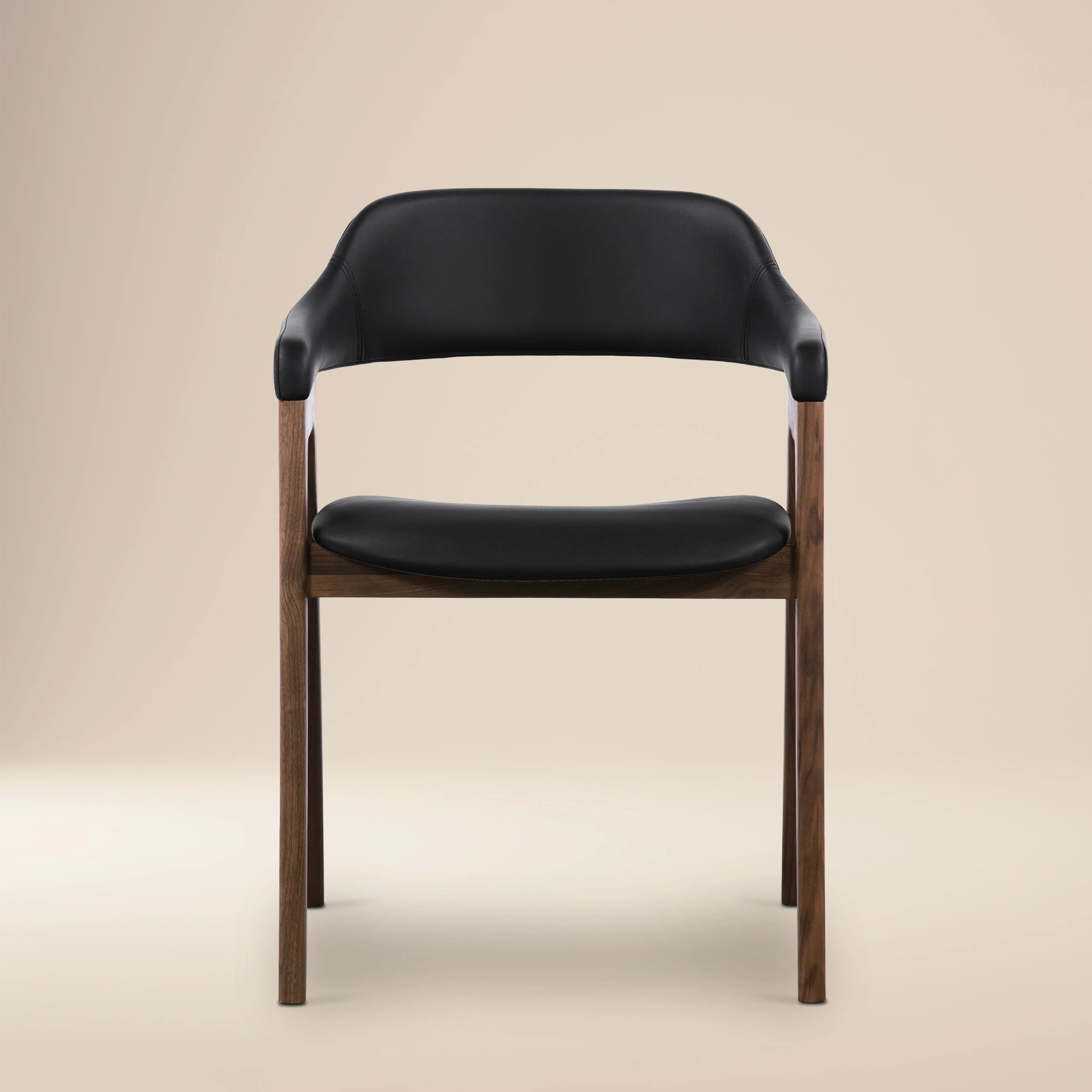 Lando Leather Dining Chair | Black/Walnut