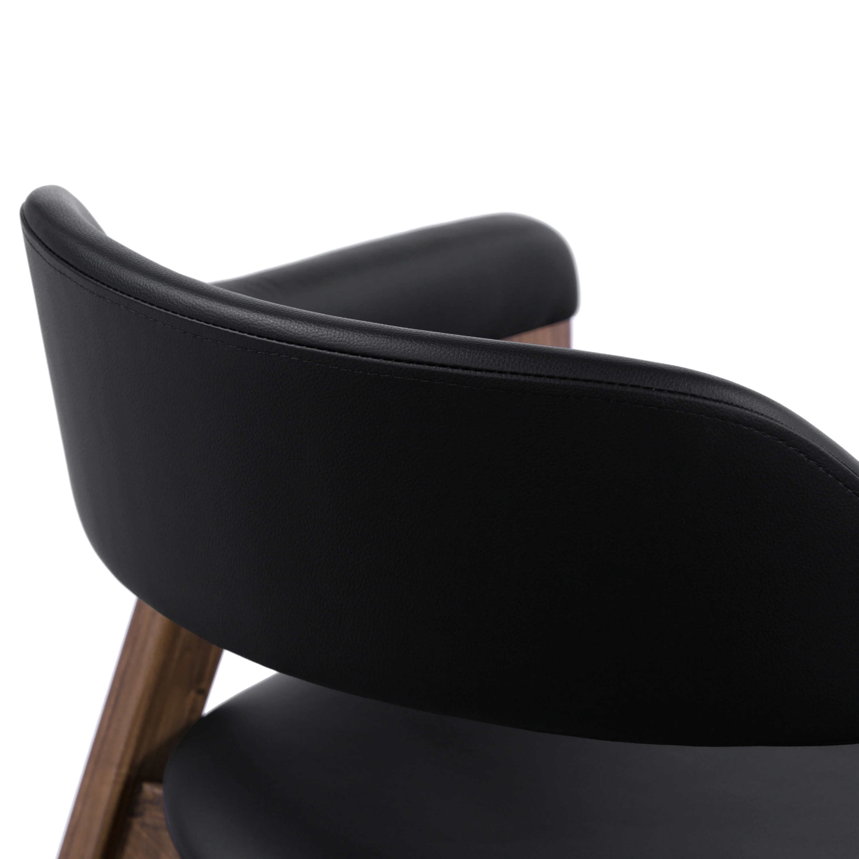 Lando Leather Dining Chair | Black/Walnut - Image 10