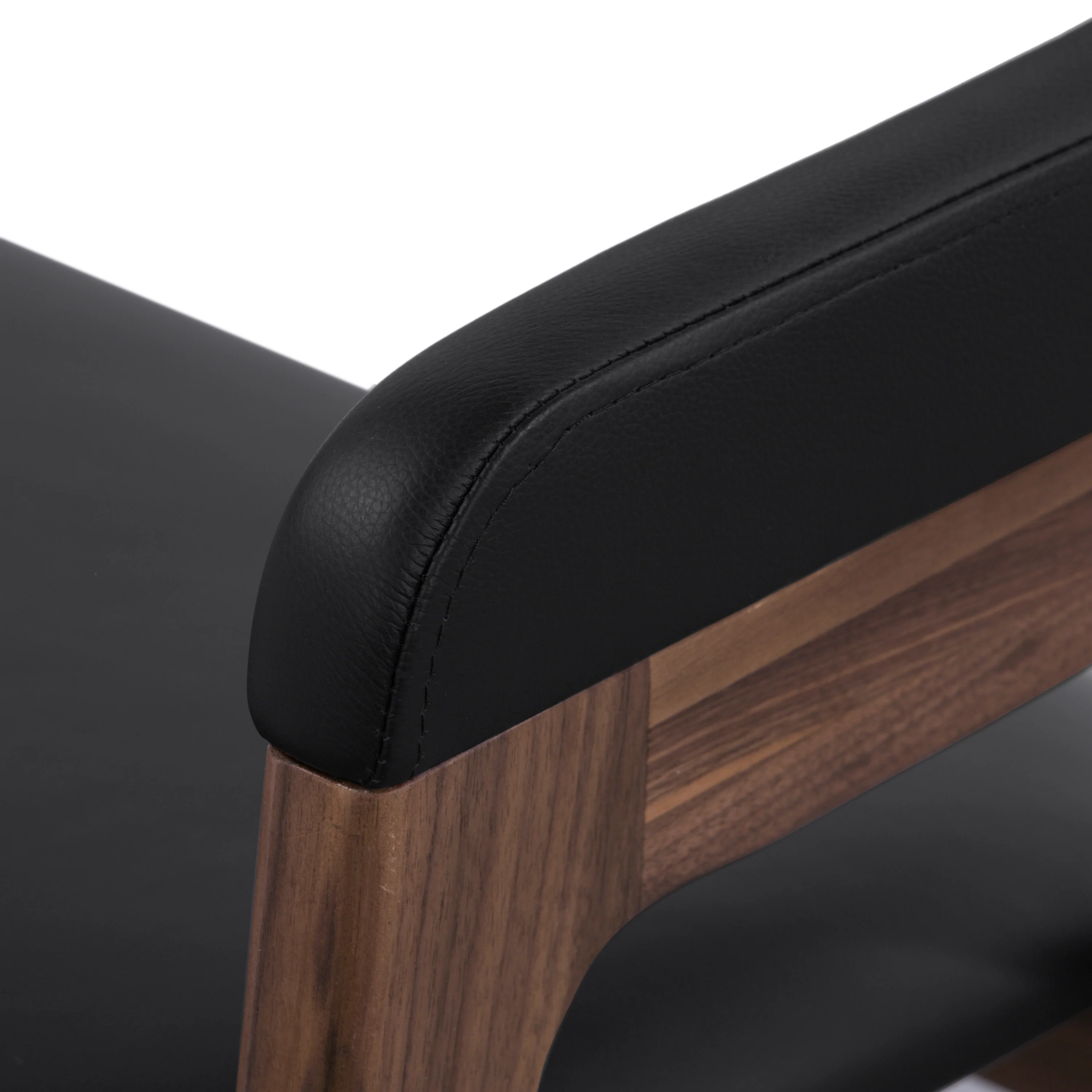 Lando Leather Dining Chair | Black/Walnut - Image 11