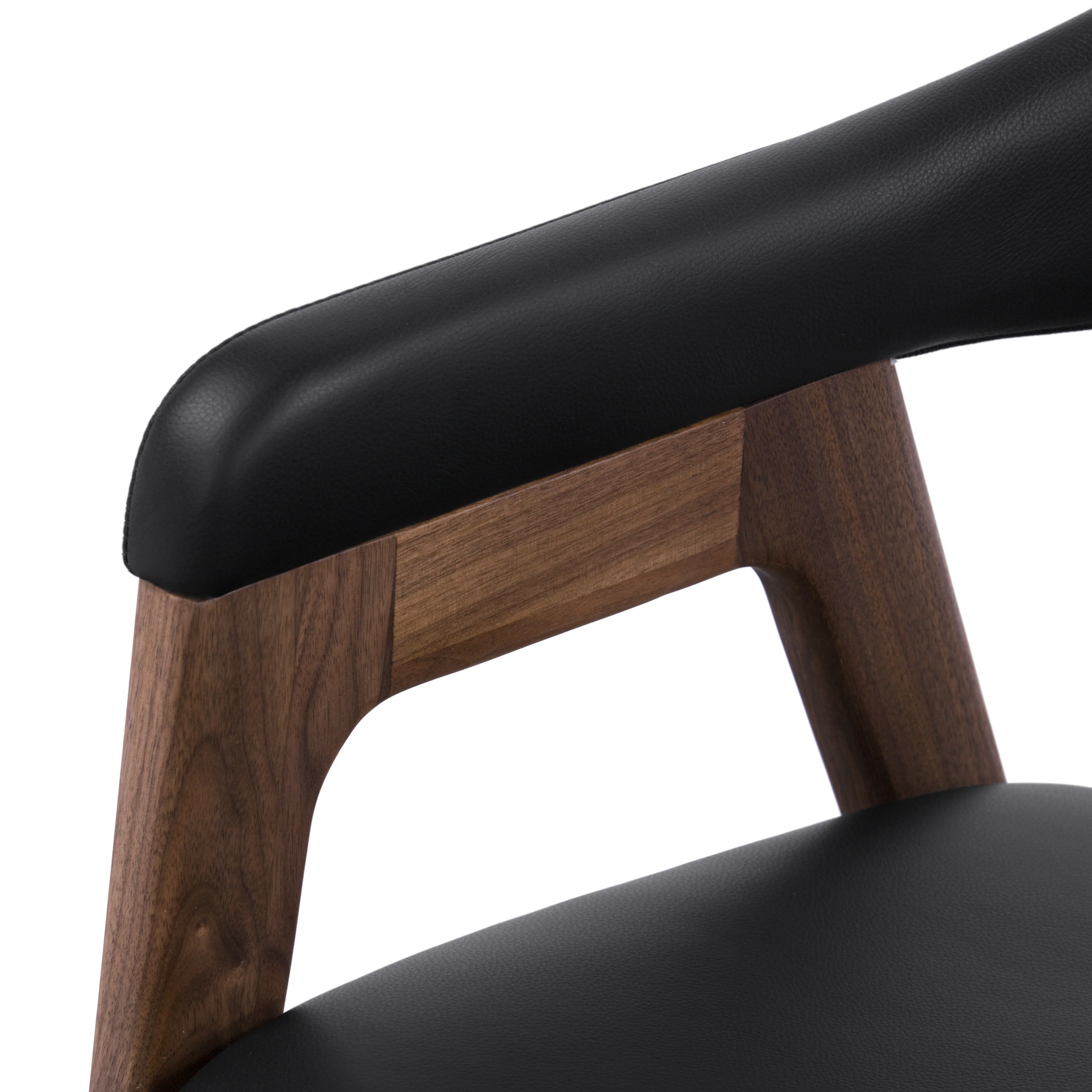 Lando Leather Dining Chair | Black/Walnut - Image 12