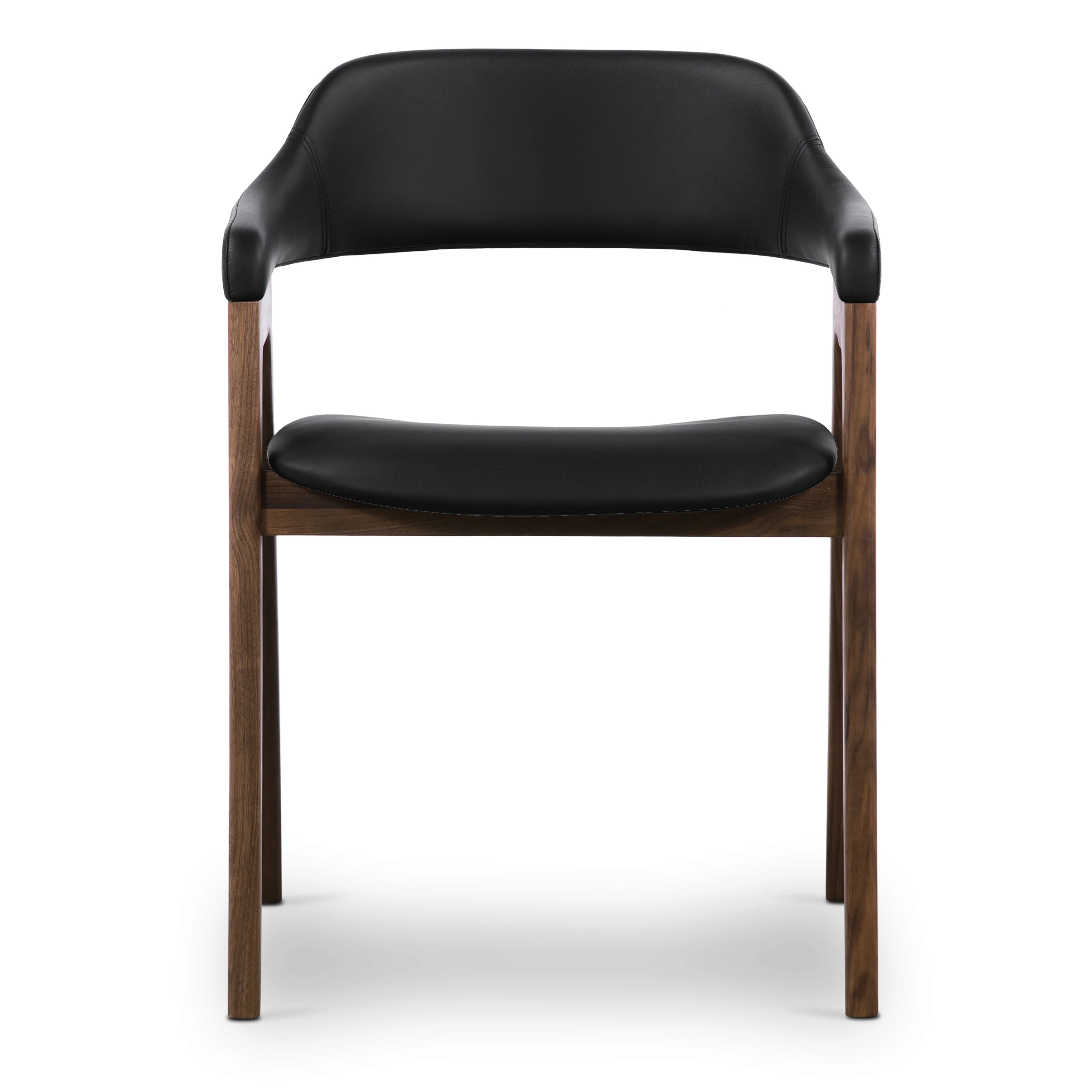 Lando Leather Dining Chair | Black/Walnut - Image 4
