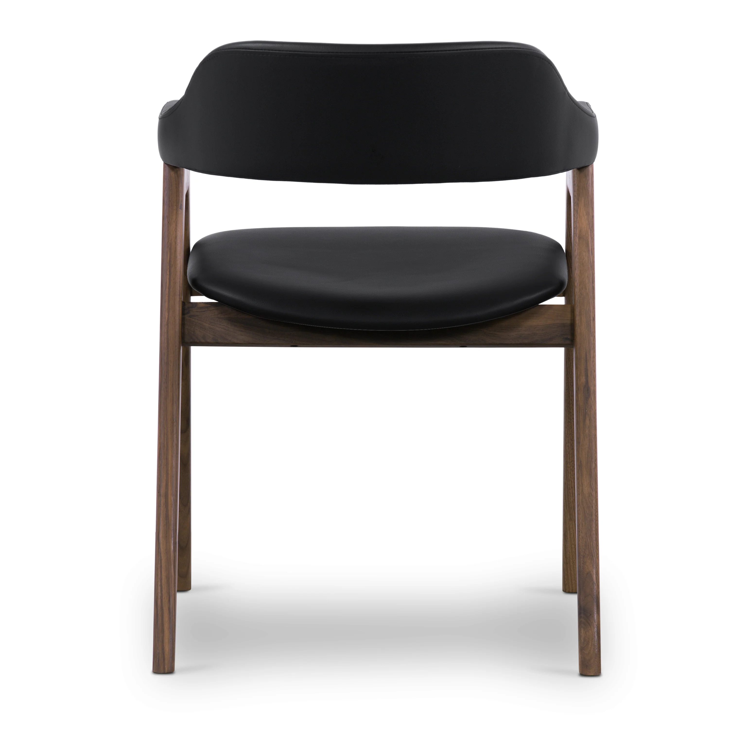Lando Leather Dining Chair | Black/Walnut - Image 5
