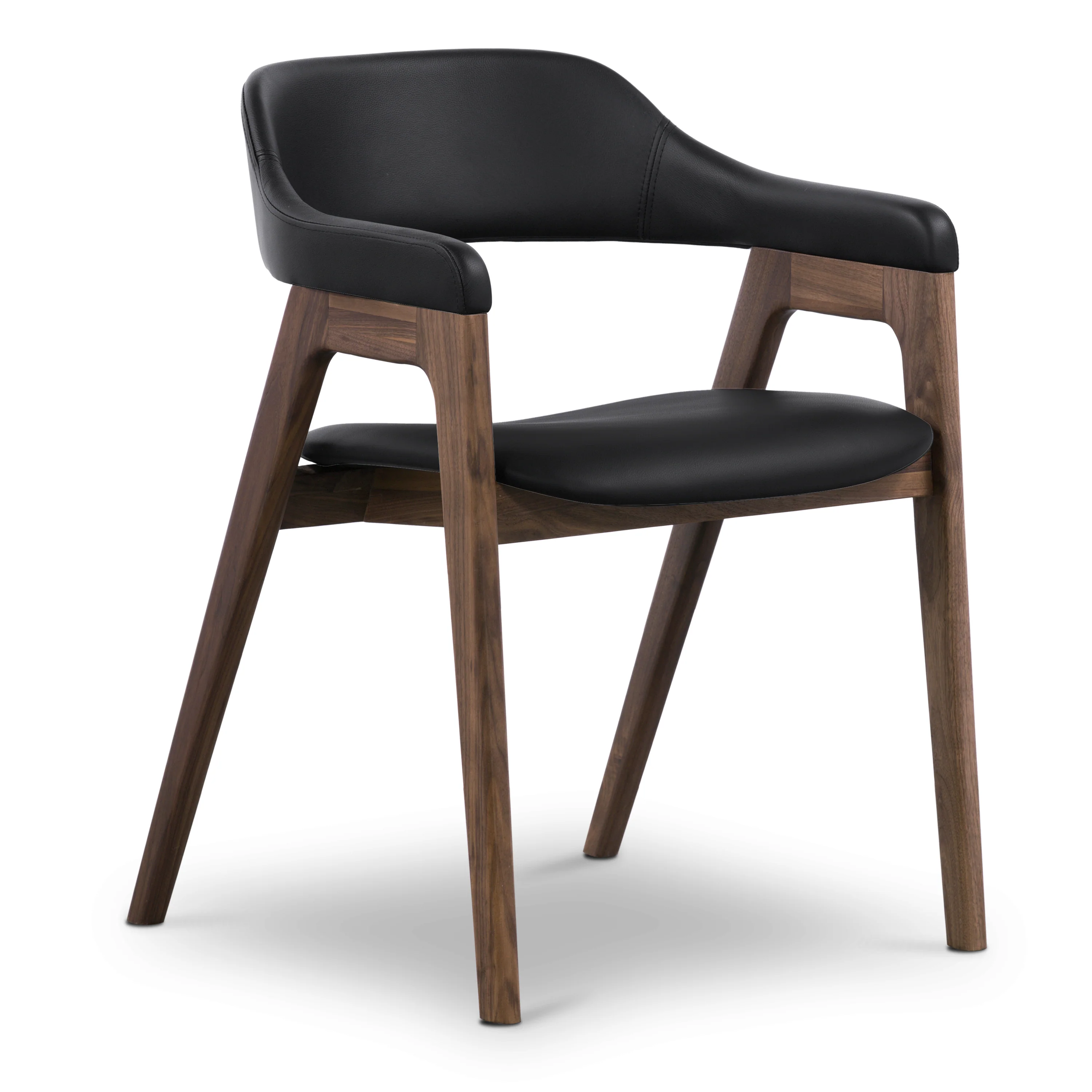 Lando Leather Dining Chair | Black/Walnut - Image 6
