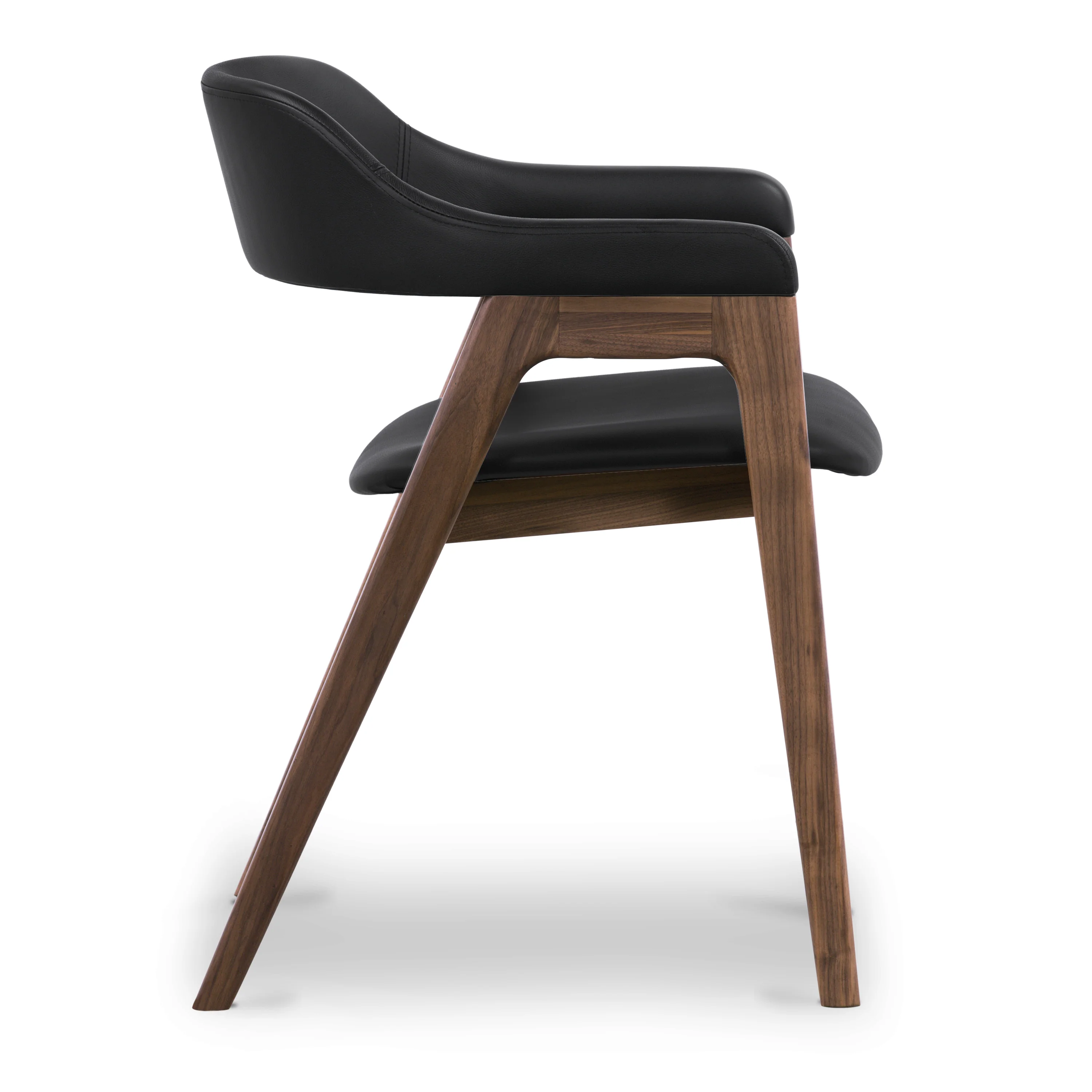 Lando Leather Dining Chair | Black/Walnut - Image 7