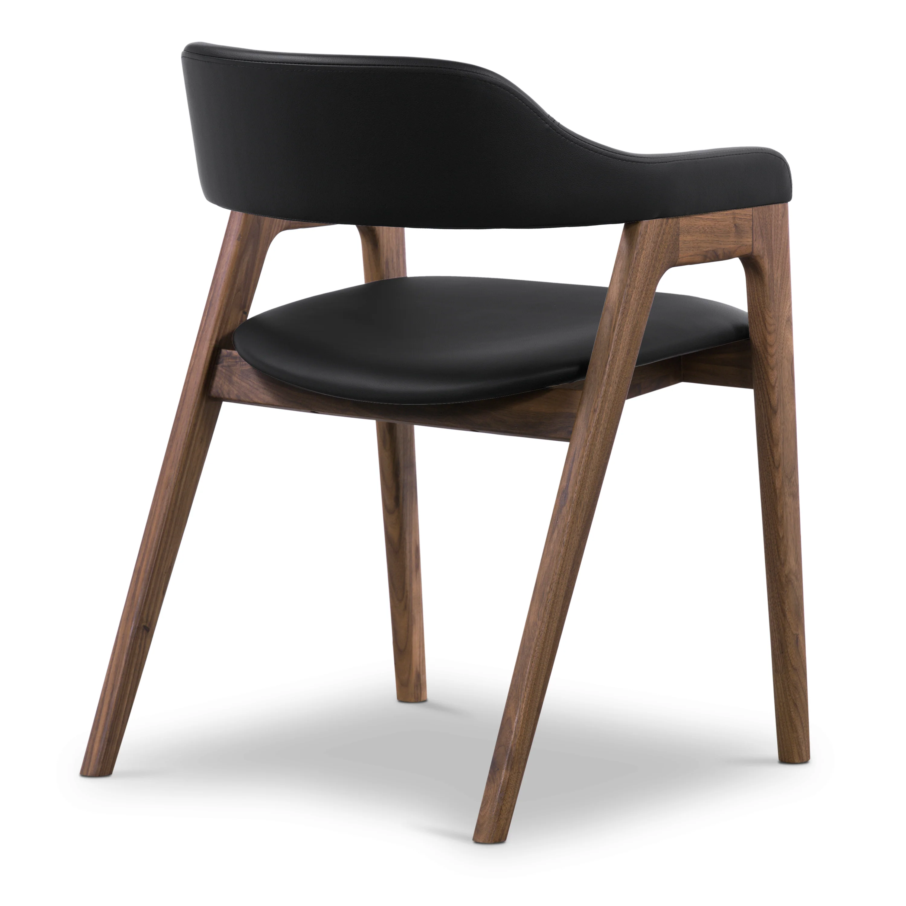 Lando Leather Dining Chair | Black/Walnut - Image 8
