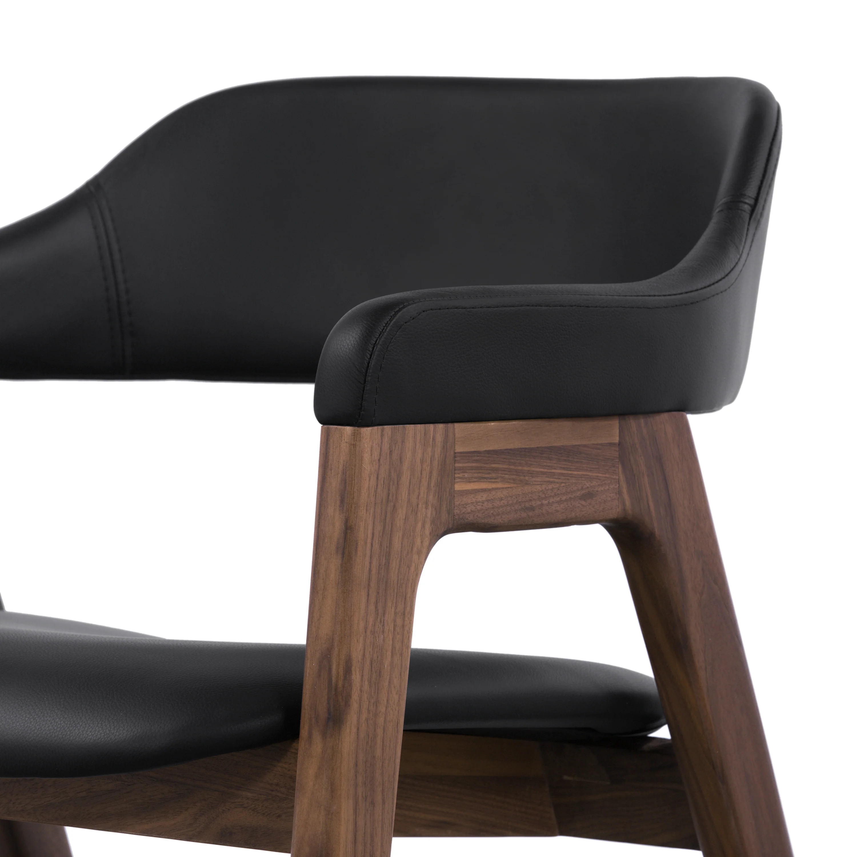 Lando Leather Dining Chair | Black/Walnut - Image 9