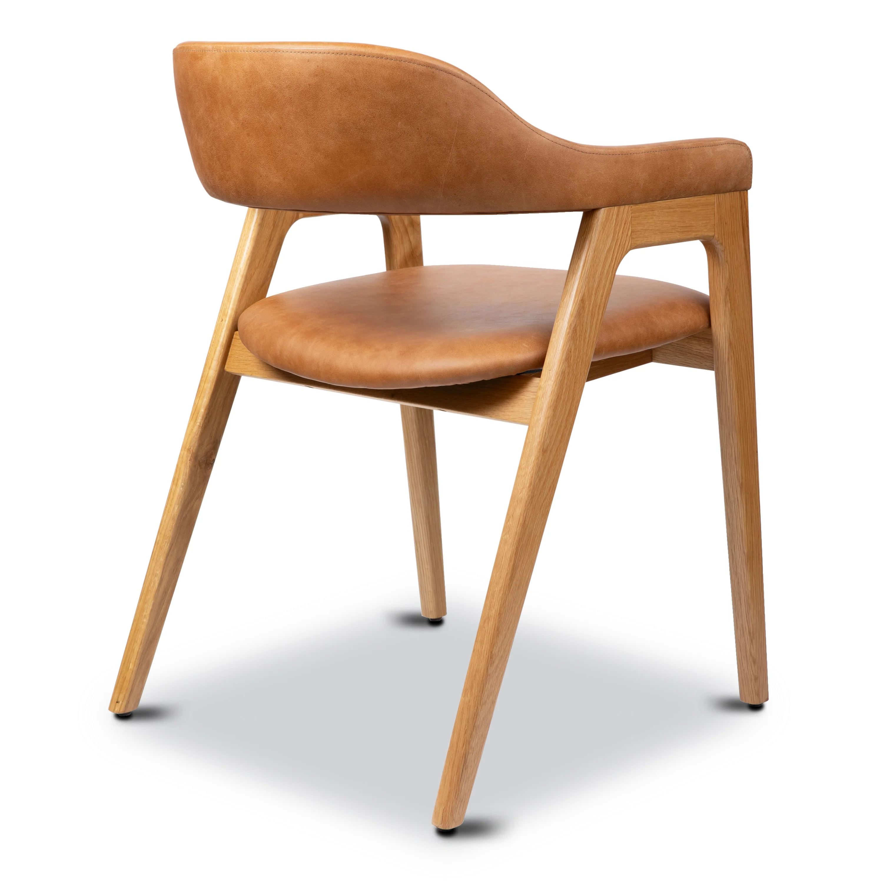 Lando Leather Dining Chair | Caramel Tan/Oak - Image 6