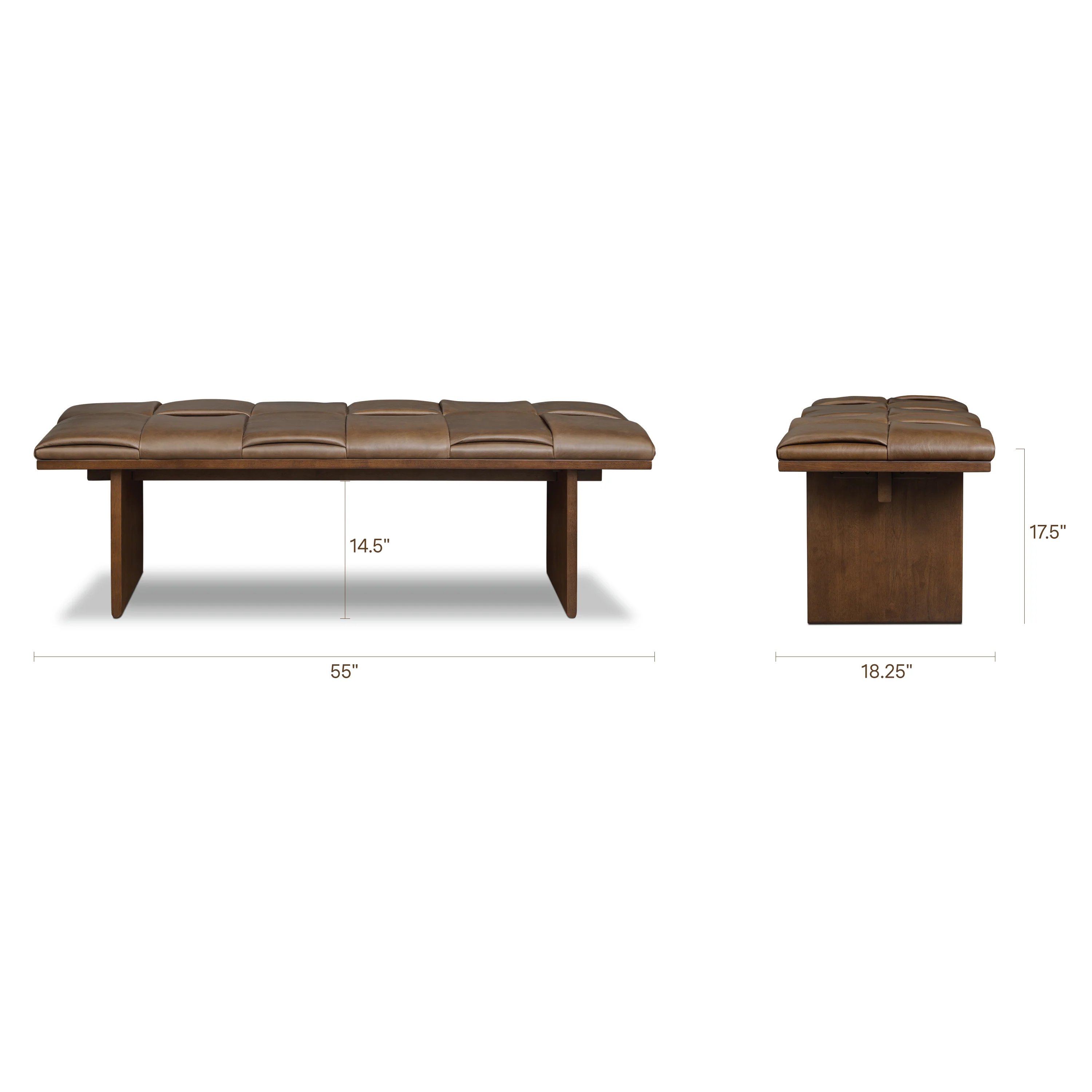 Lapua 55" Leather Bench | Cocoa Brown - Image 11