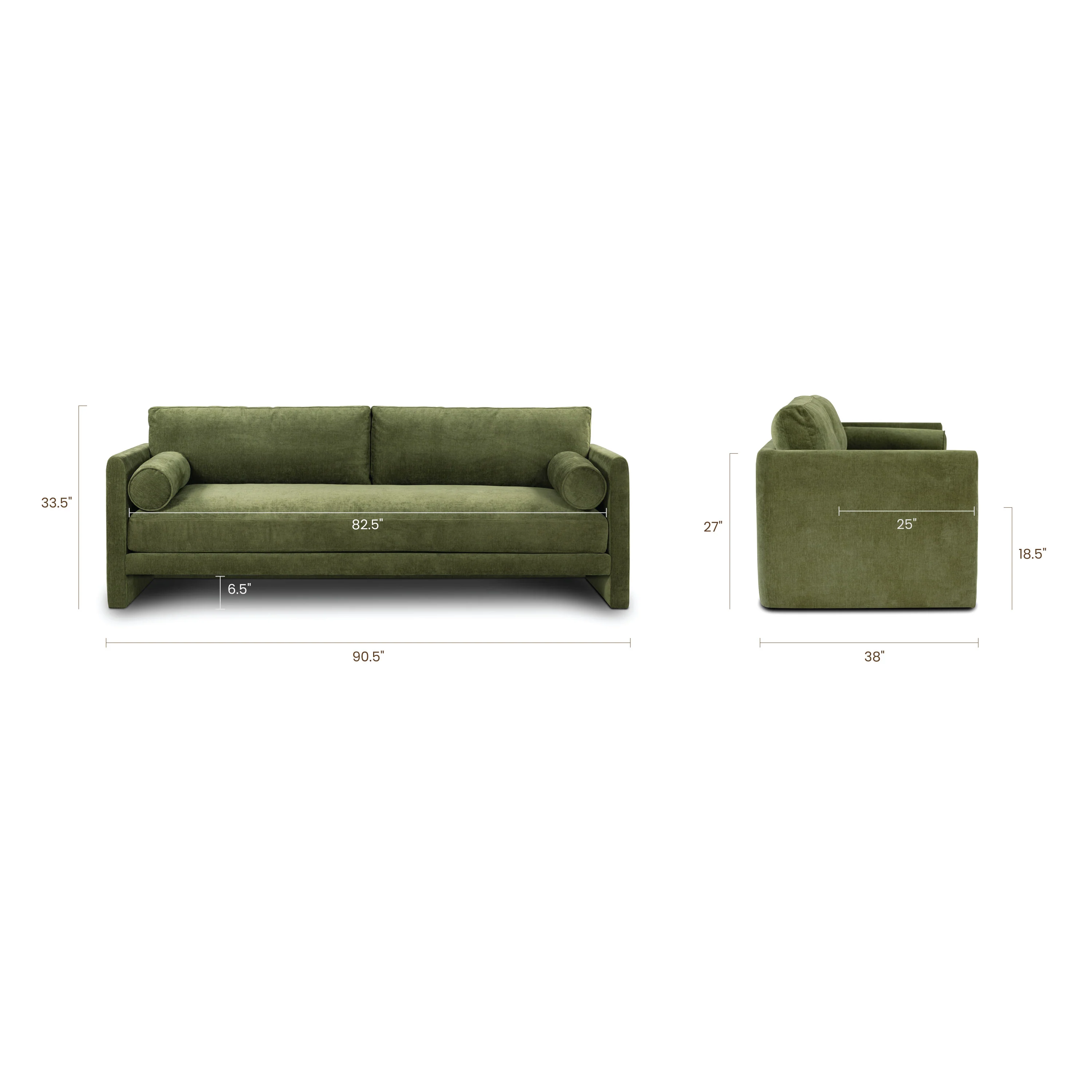 Lea 90.5" Sofa | Distressed Green Velvet - Image 16