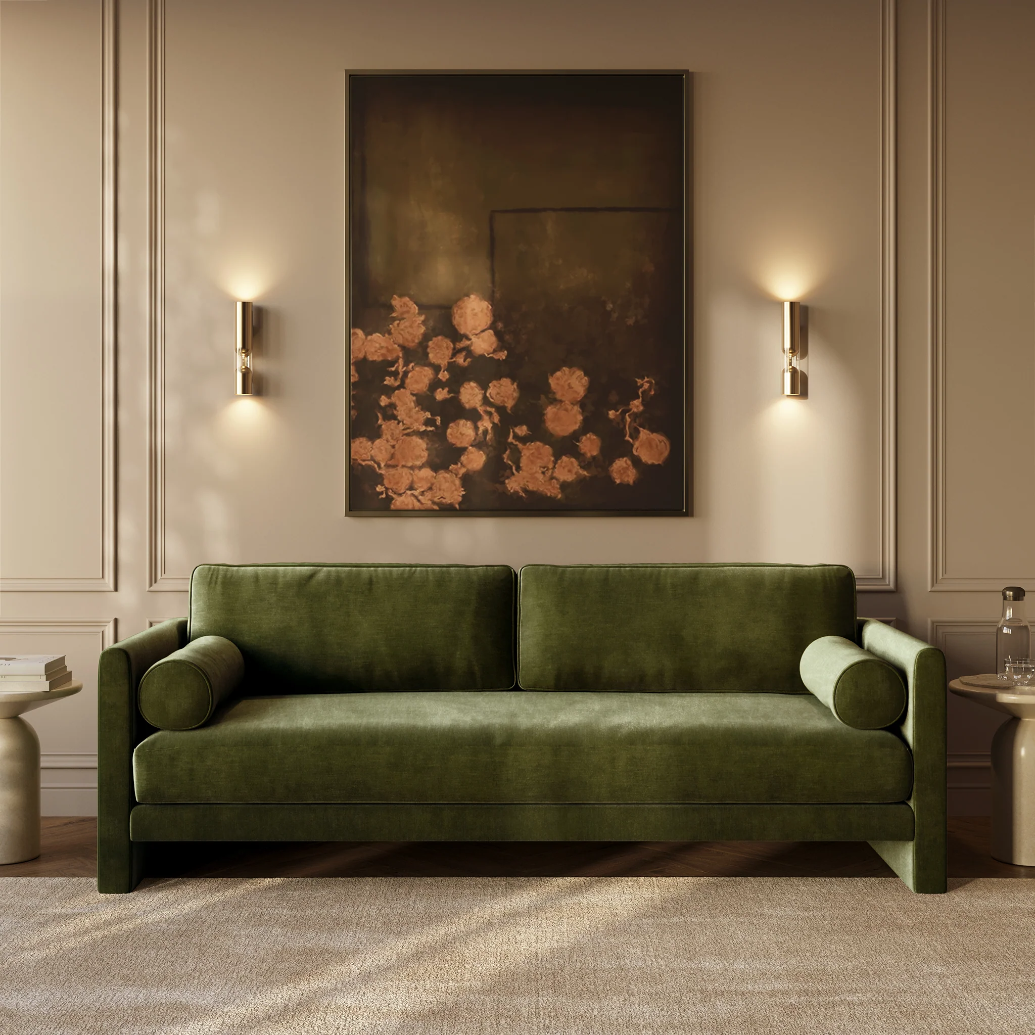 Lea 90.5" Sofa | Distressed Green Velvet - Image 2