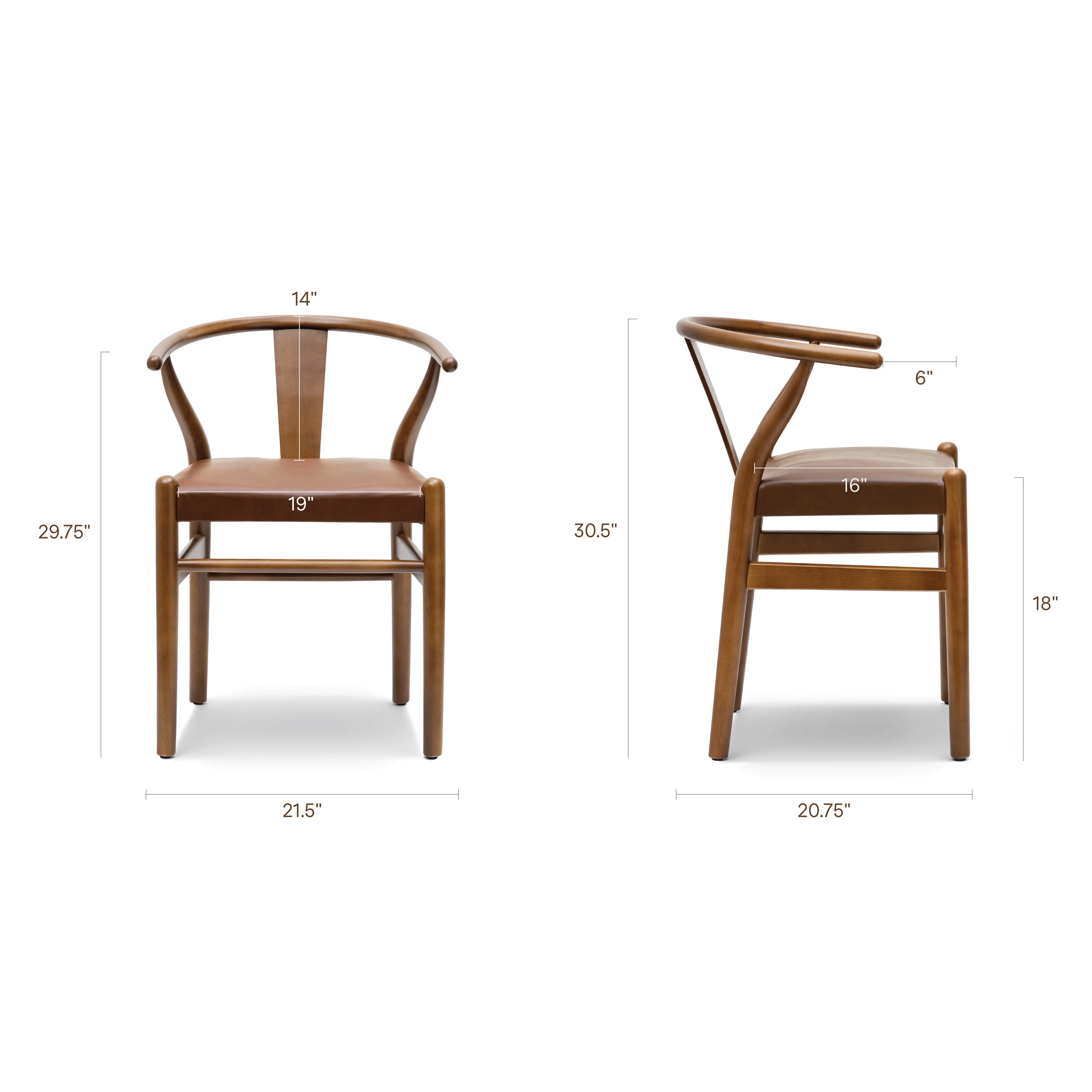 Lev Vegan Leather Dining Chair | Walnut | Set of 2 - Image 17